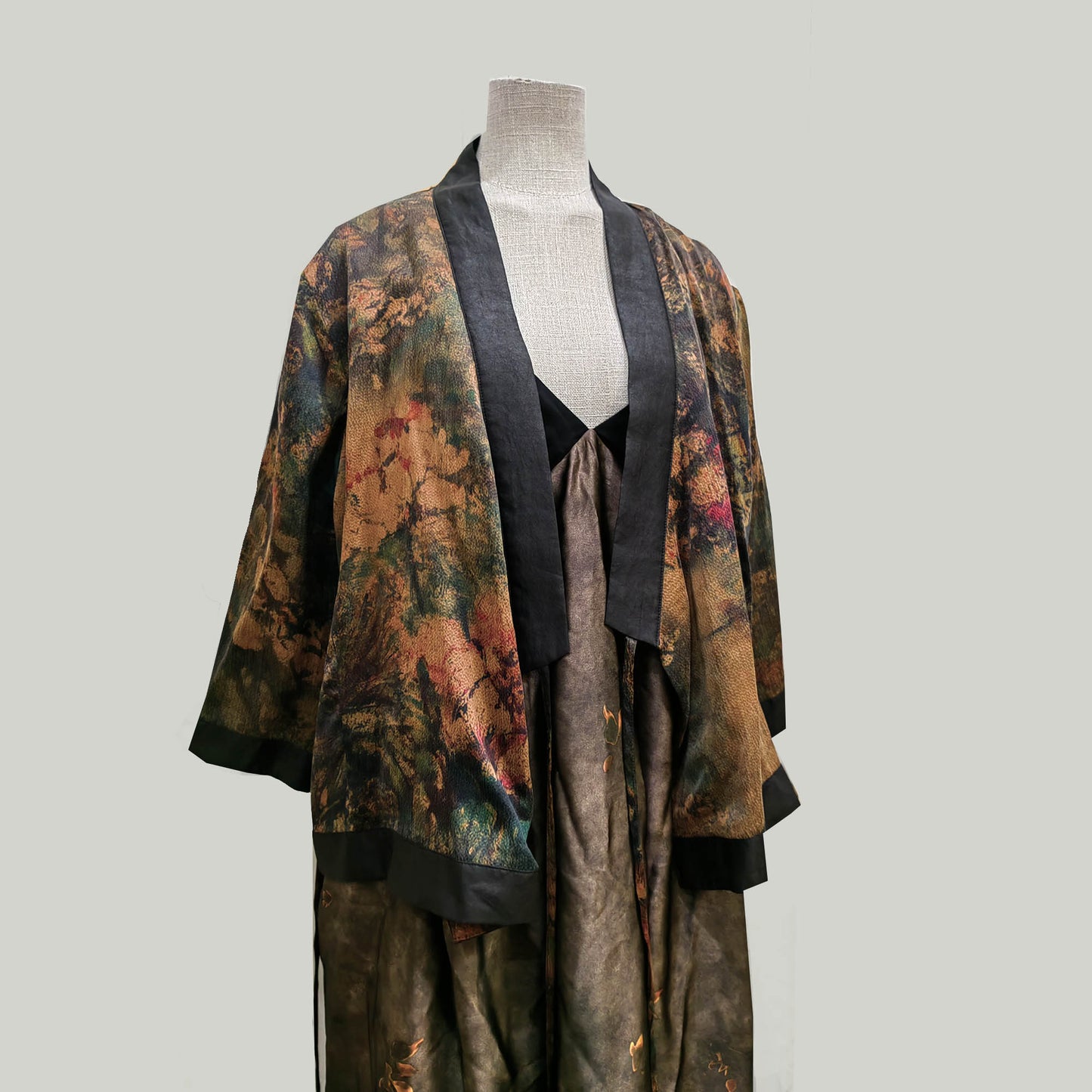 Gambiered Guangdong gauze cross over kimono style blouse silk kimono blouse silk hanfu blouse