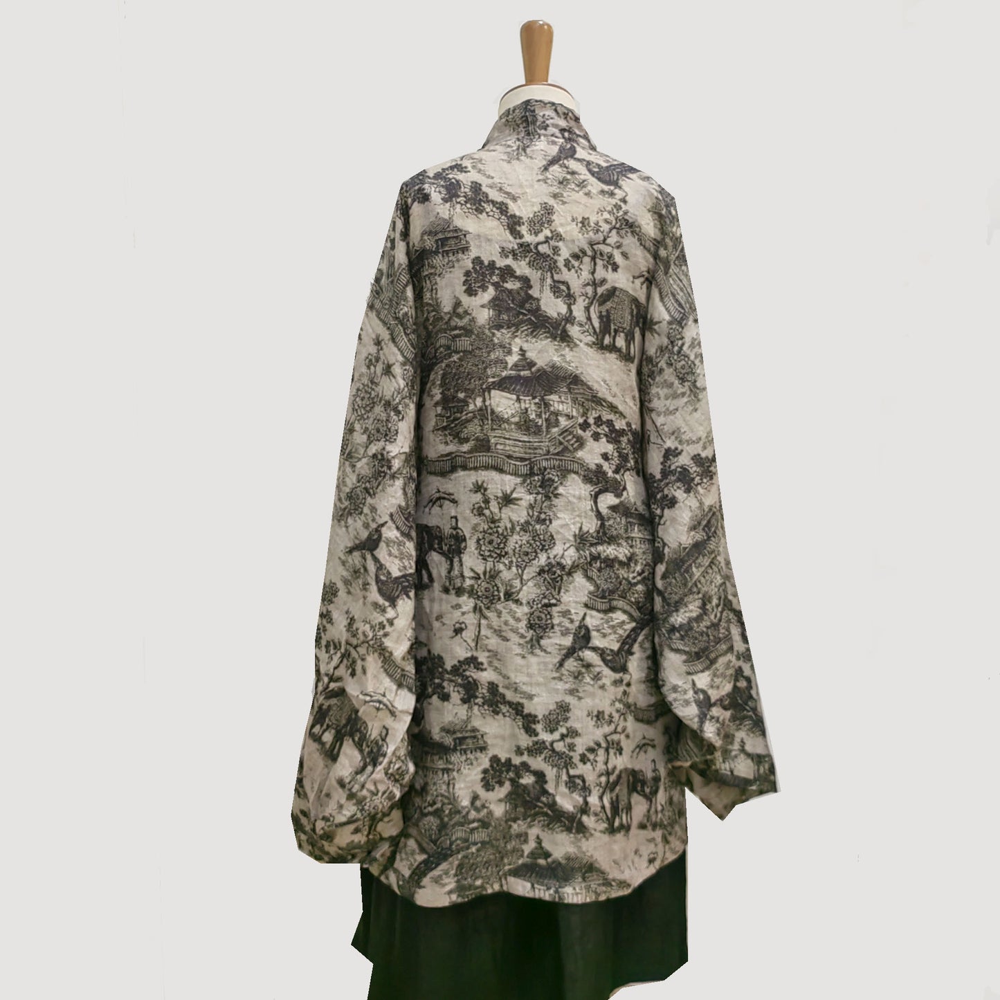 Chinese art printed ramie hanfu light weight large sleeves ramie hanfu top