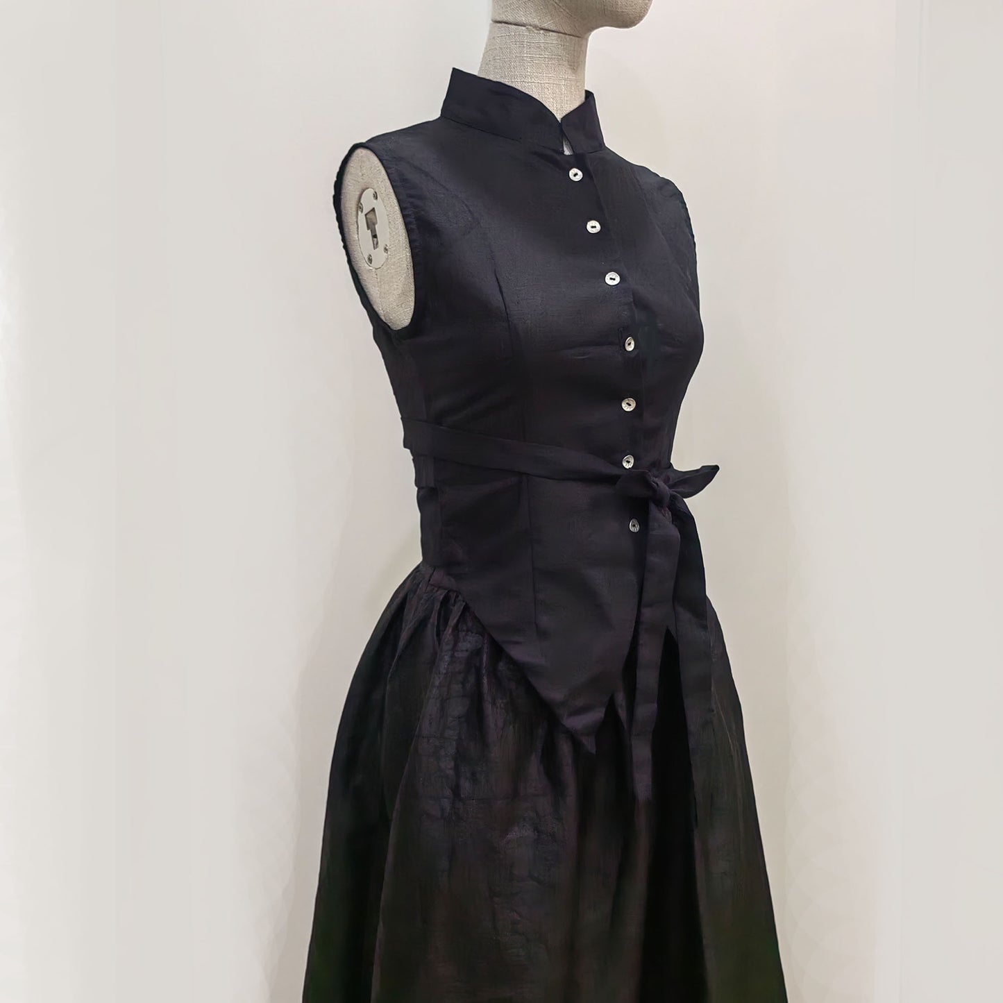 Black cotton vest with straps snag fit cotton sleeveless cotton shirt with stand collar