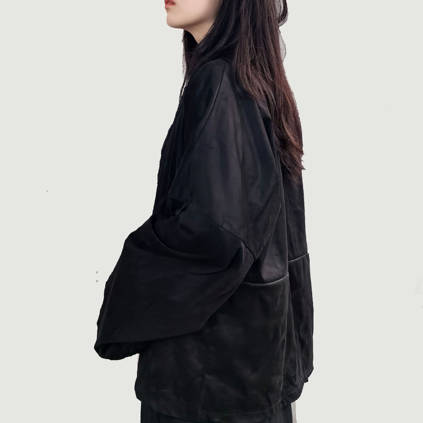 Black kimono suedette kimono top black jacket Black suedette kimono Hanfu suedette top hanfu suedette jacket black kimono jacket