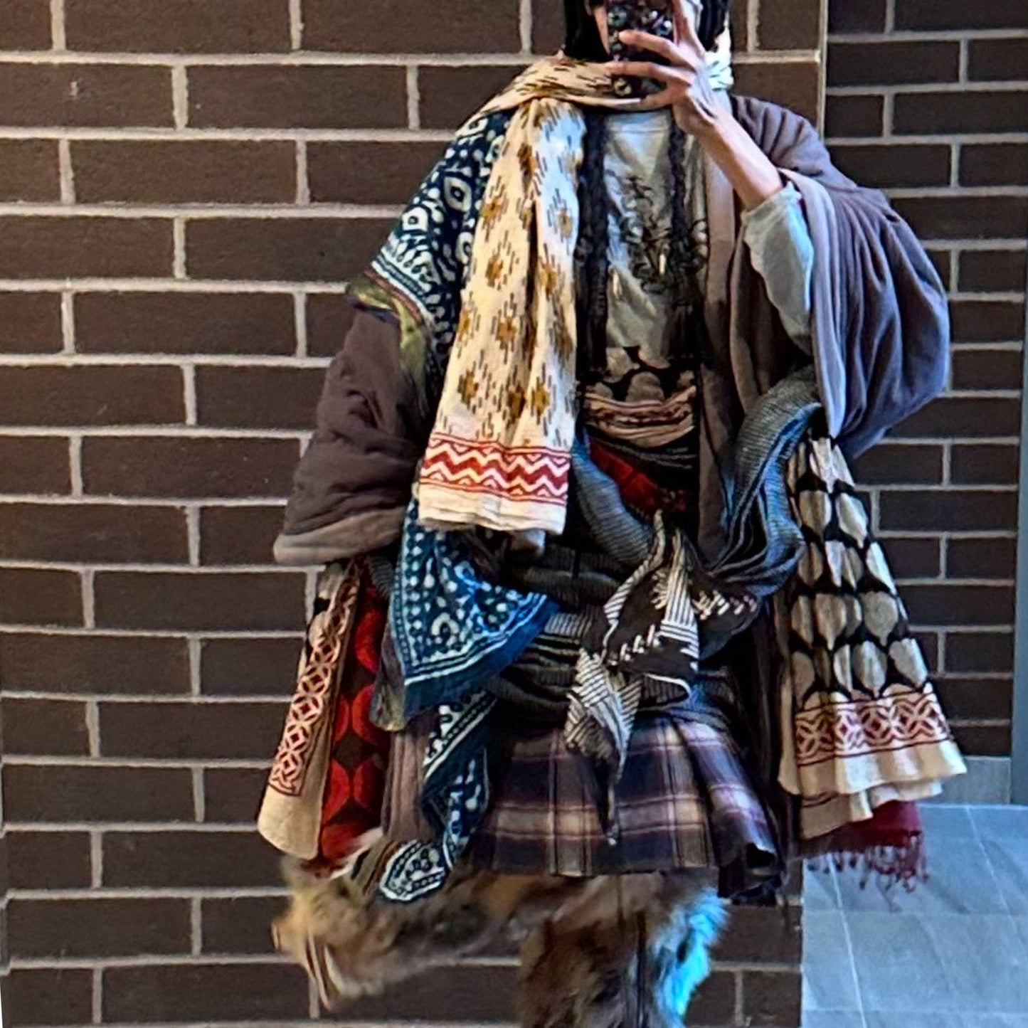 Padded long coat Kimono padded coat flap over hem padded coat.