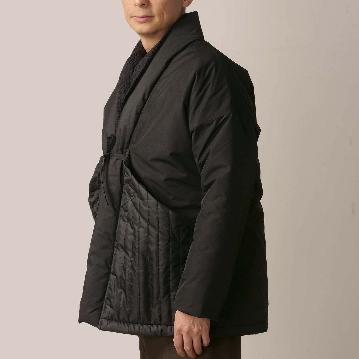 Neza Studio Black Padded Oversize Kimono with X Large Pockets water repellent fabric Winter Kimono Warm Kimono Japanese Kimono Jacket