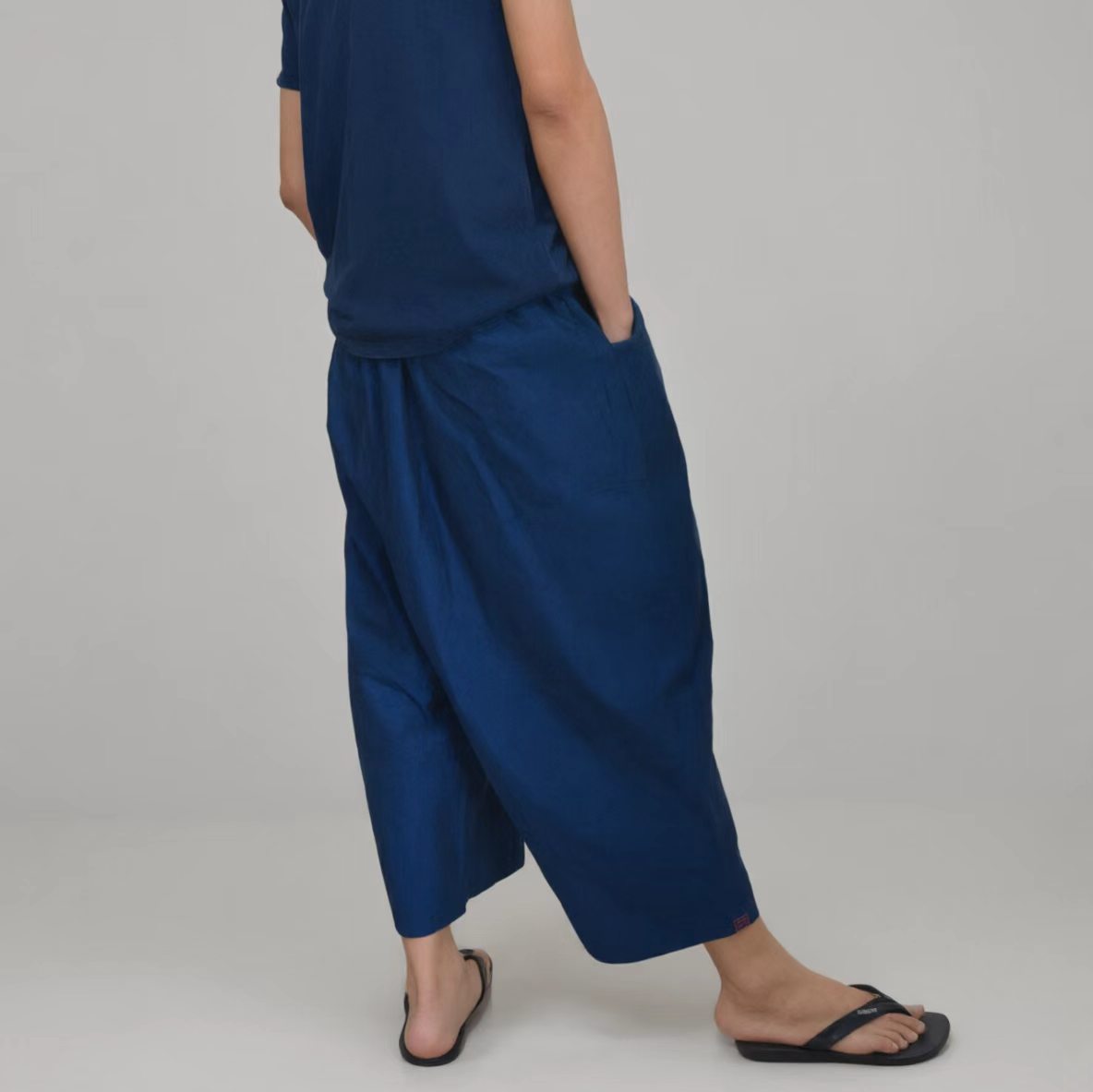 Shining Cotton Satin Fabric Pants wide leg loose fit pants with elastic band waist Unisex