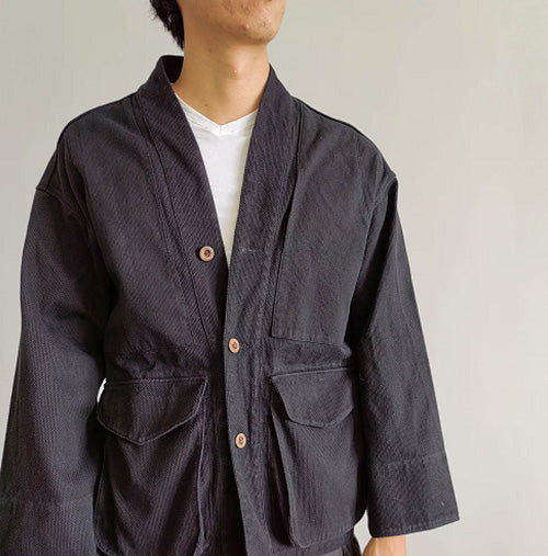 Washed Black Kimono Kendo Fabric Heavy duty sashiko Jacket Kimono coat Unisex Jacket Noragi Coat Neza Studio Custom Made Kimono Top Cardigan