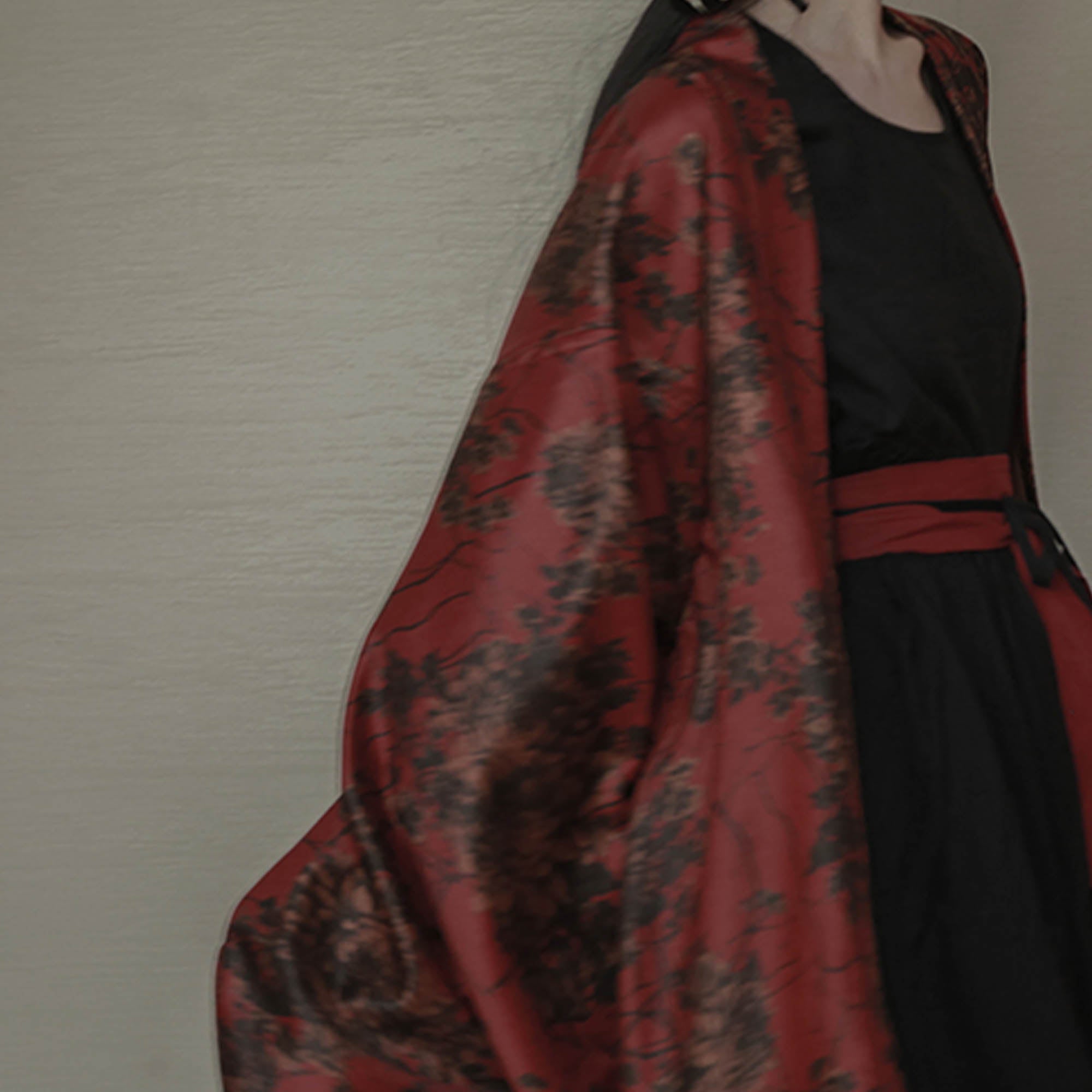 Rust Red Kimono Top Haori Jacket  Hanfu Modified Jacket Kimono Style Japanese Jacket Kimono Vintage Floral Prints Coat Unisex Neza Studio