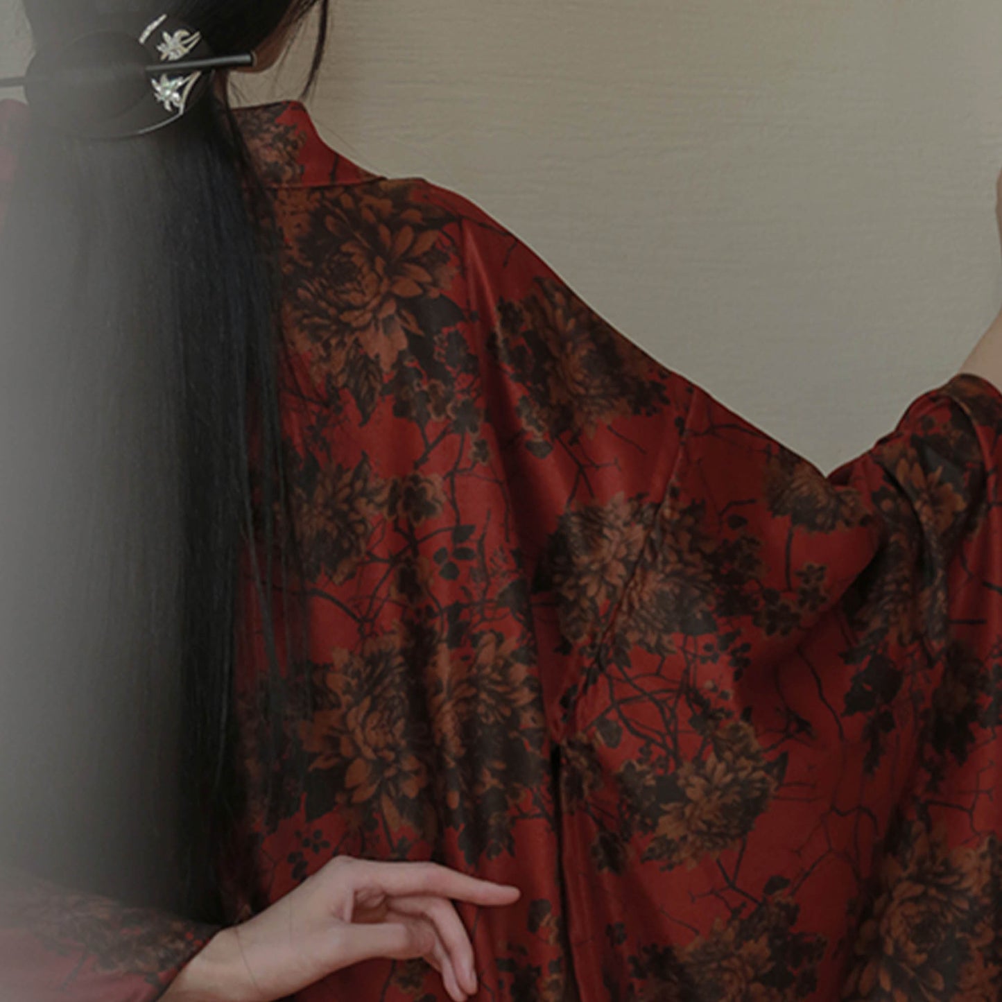 Rust Red Kimono Top Haori Jacket  Hanfu Modified Jacket Kimono Style Japanese Jacket Kimono Vintage Floral Prints Coat Unisex Neza Studio