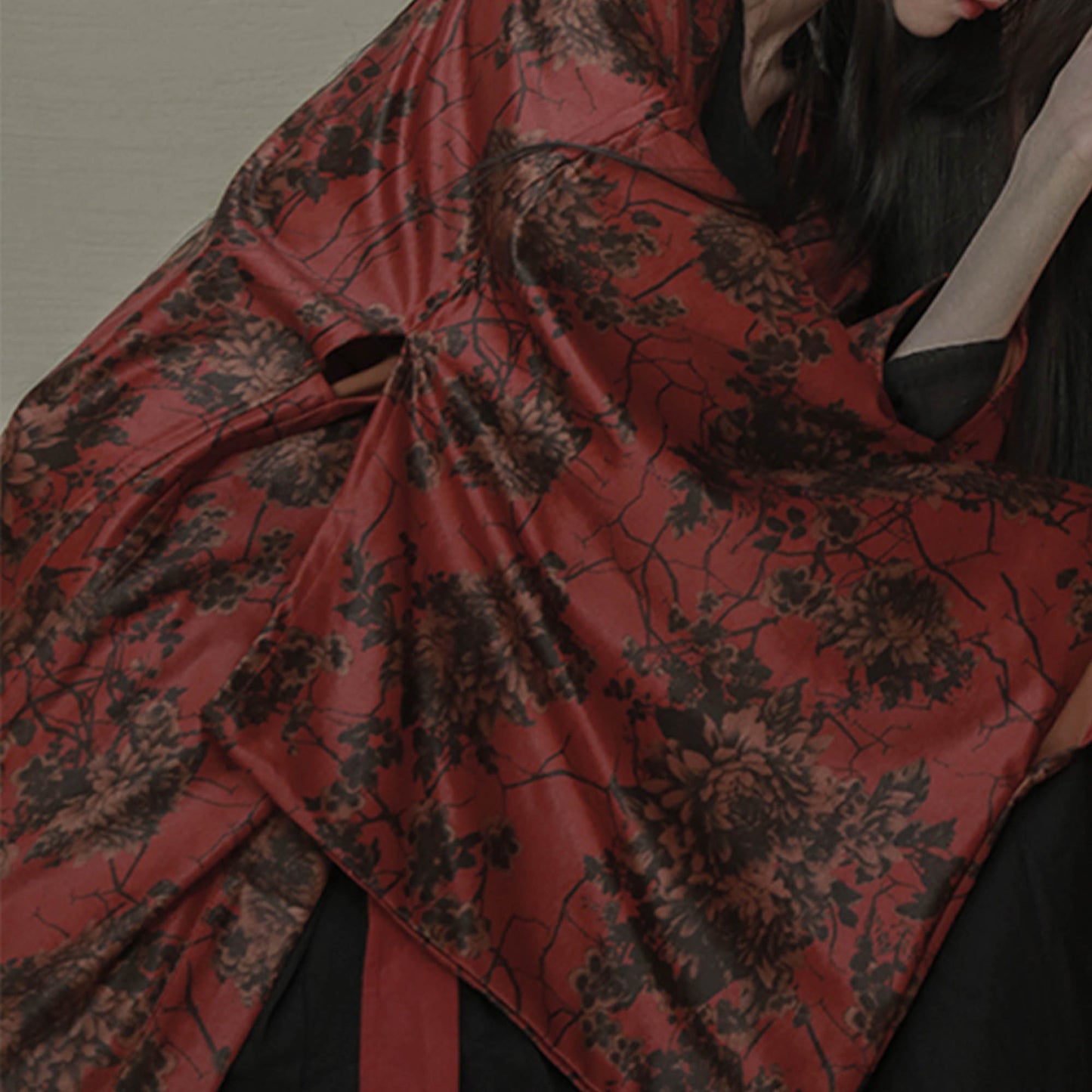 Rust Red Kimono Top Haori Jacket  Hanfu Modified Jacket Kimono Style Japanese Jacket Kimono Vintage Floral Prints Coat Unisex Neza Studio