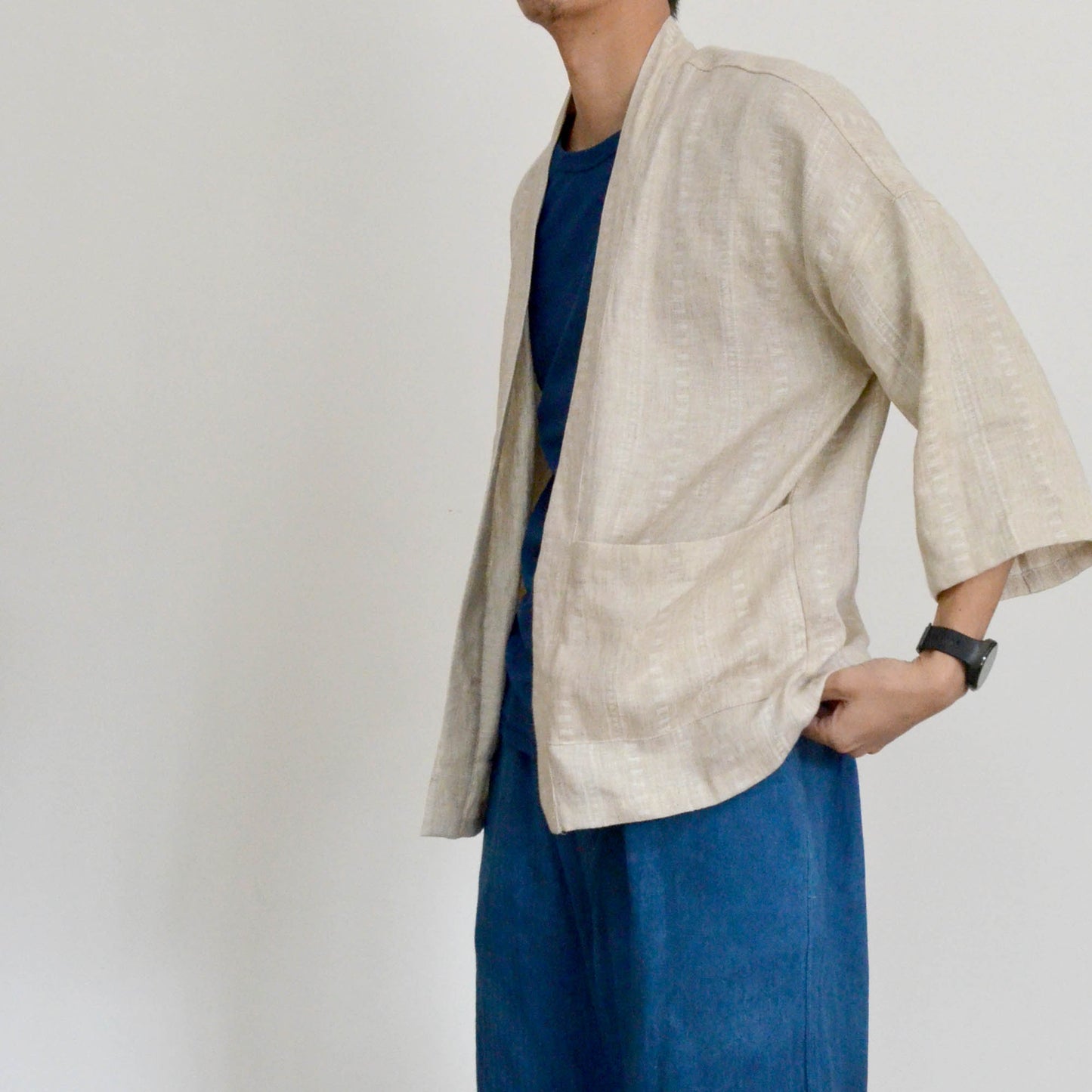 Hemp Kimono Top Unisex Japanese Kimono Hanfu Modified Shirt Relax Kimono Custom Made Full Sizes 4 Colors Neza Studio Summer Kimono Top