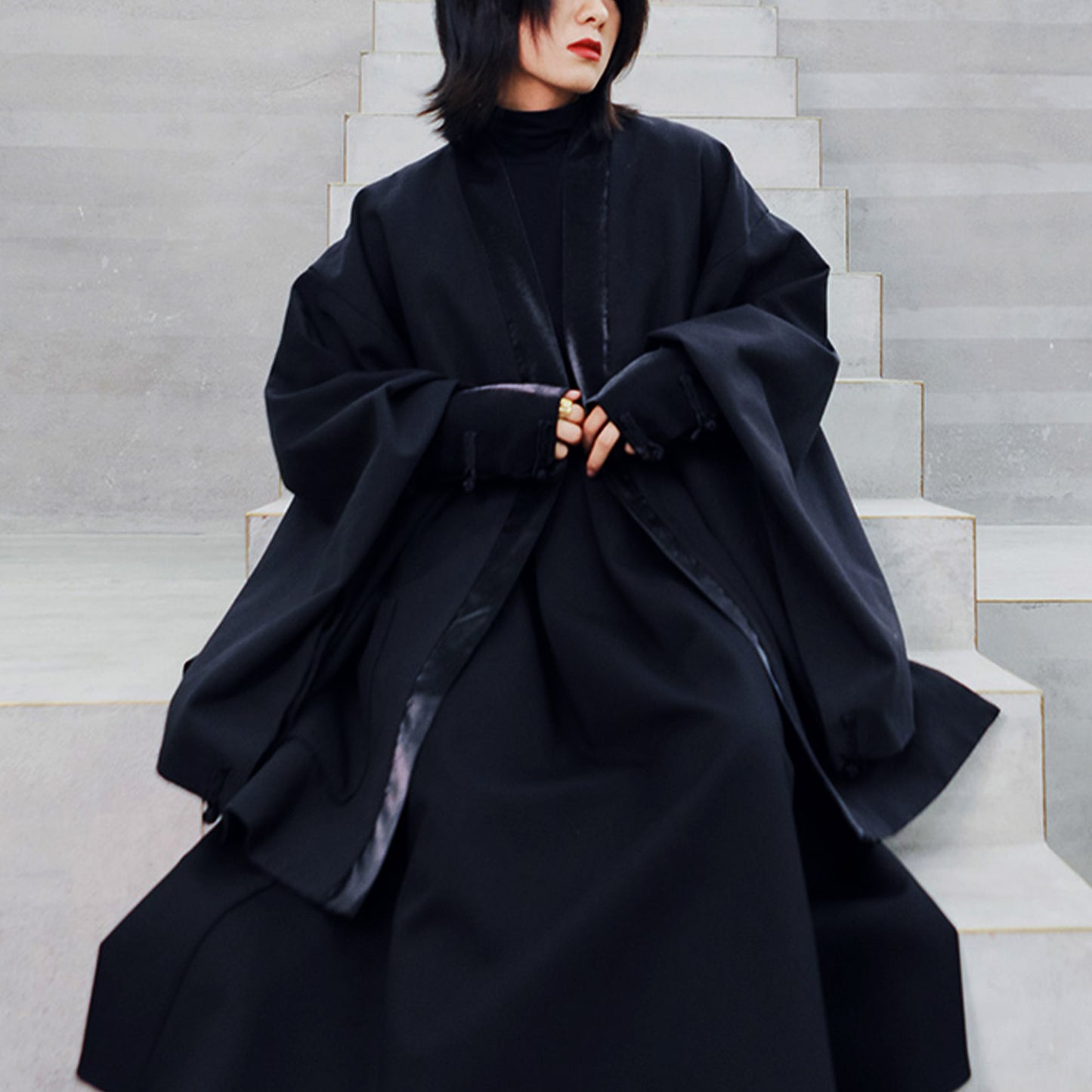 Neza Studio Black Hanfu coat Kimono coat oversized Hanfu jacket