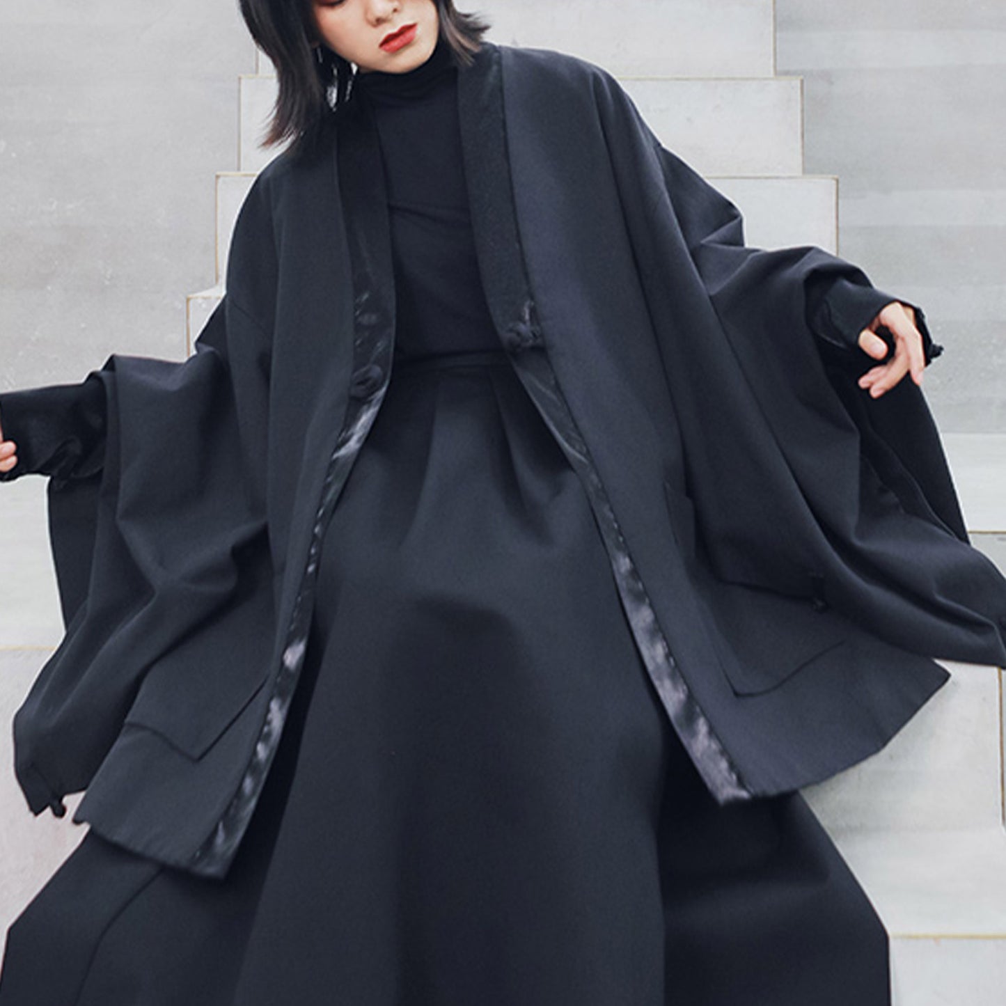 Neza Studio Black Hanfu coat Kimono coat oversized Hanfu jacket