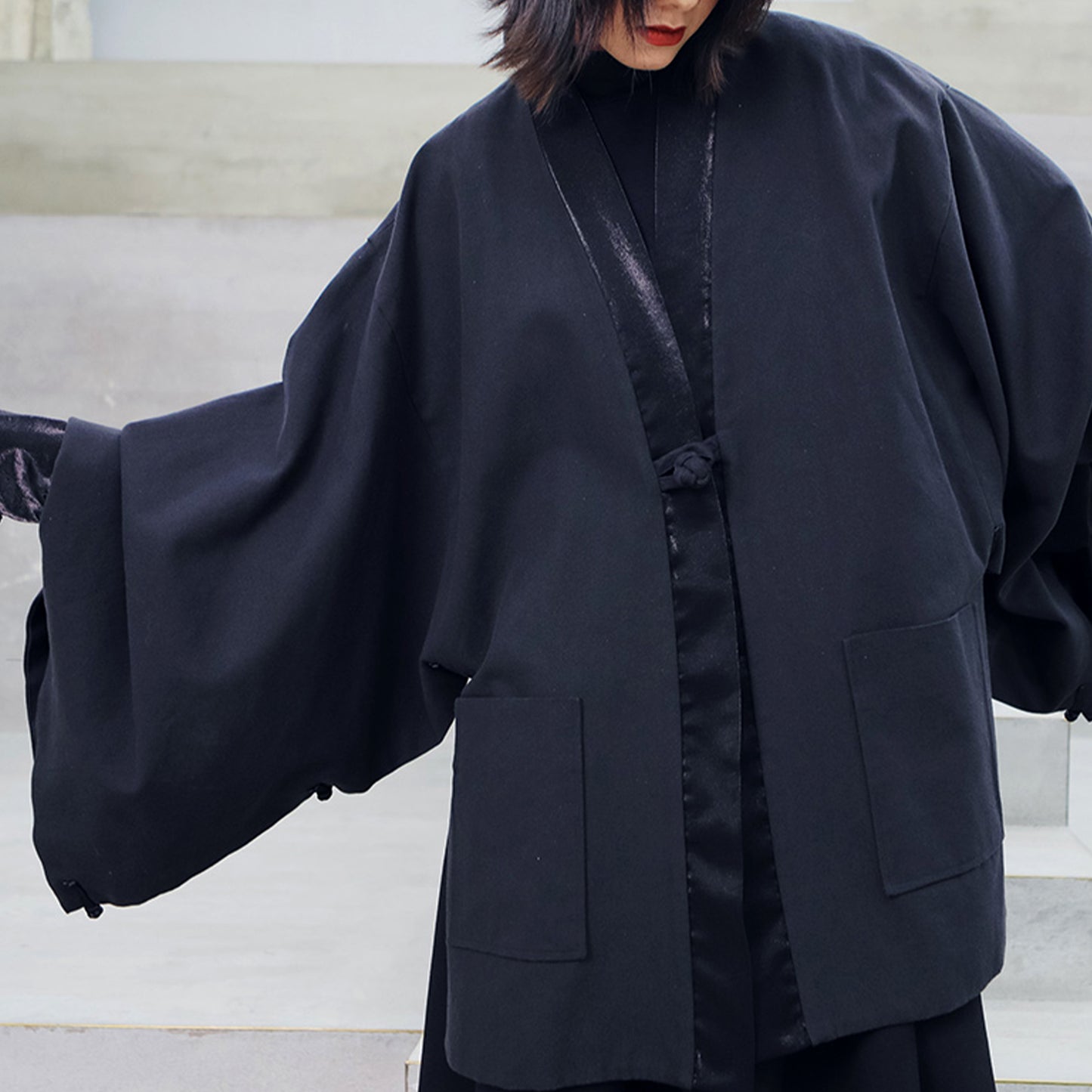 Neza Studio Black Hanfu coat Kimono coat oversized Hanfu jacket