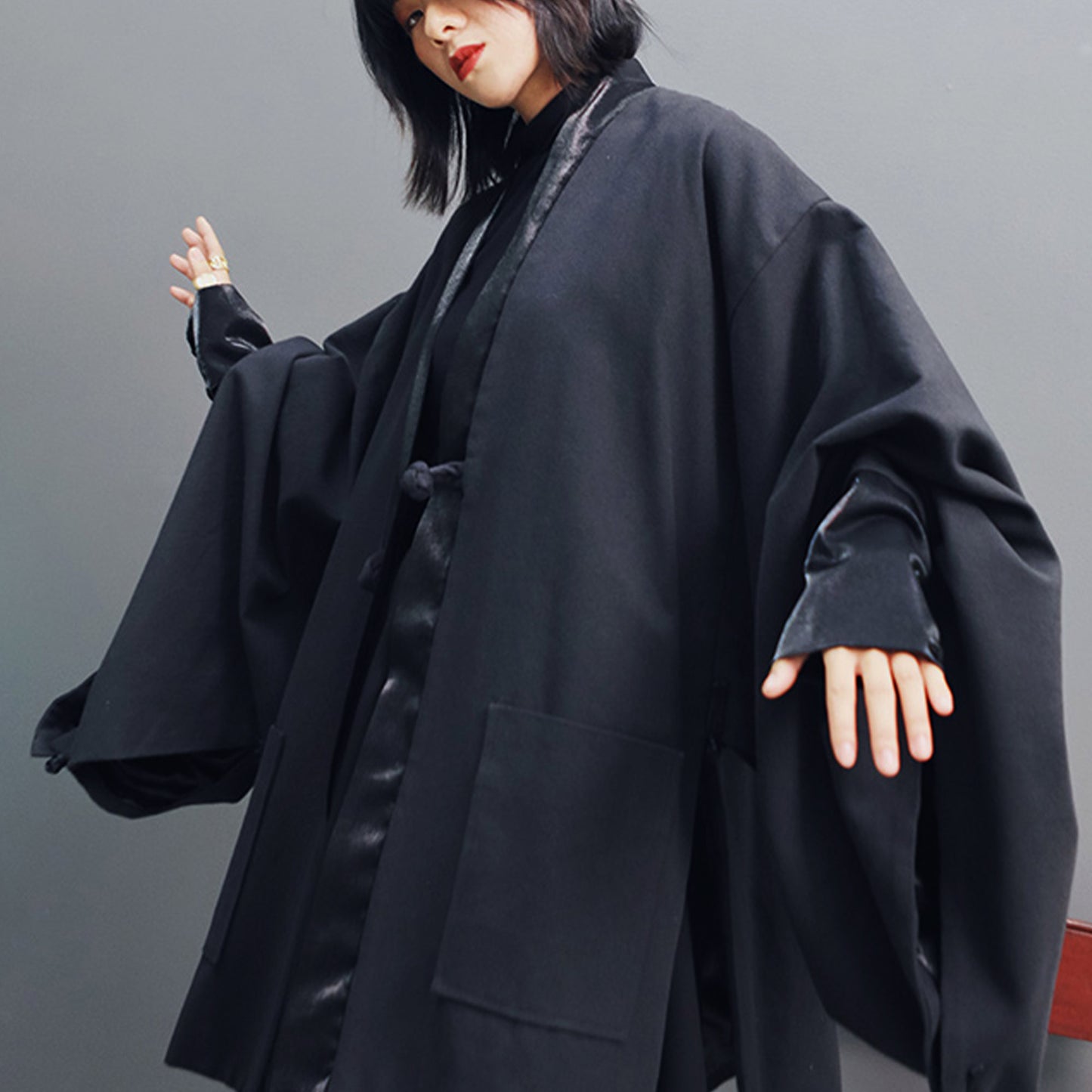 Neza Studio Black Hanfu coat Kimono coat oversized Hanfu jacket