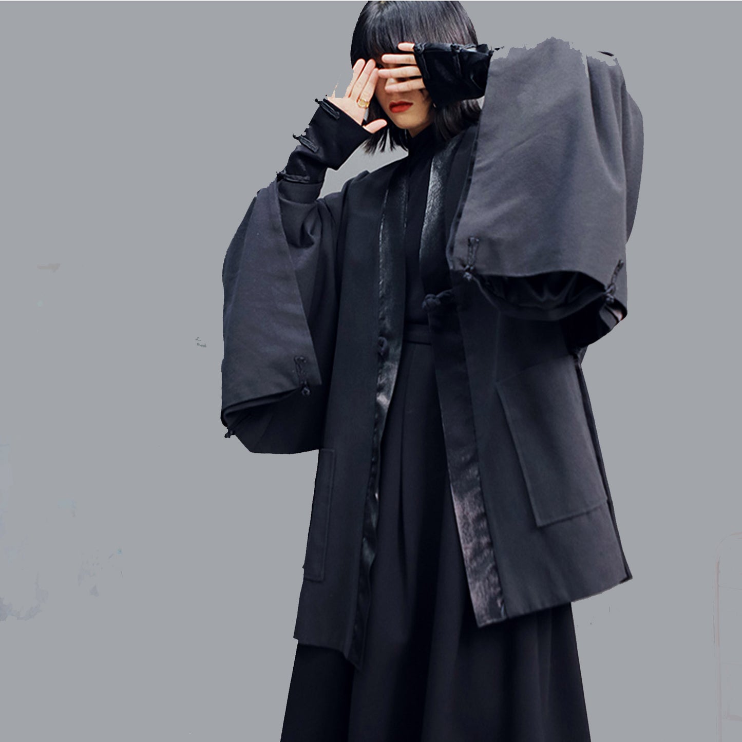 Neza Studio Black Hanfu coat Kimono coat oversized Hanfu jacket