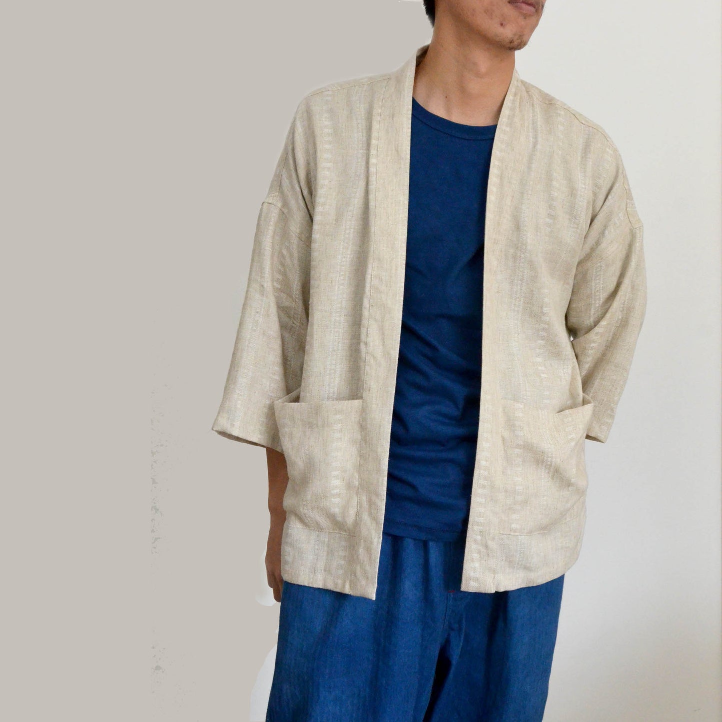 Hemp Kimono Top Unisex Japanese Kimono Hanfu Modified Shirt Relax Kimono Custom Made Full Sizes 4 Colors Neza Studio Summer Kimono Top