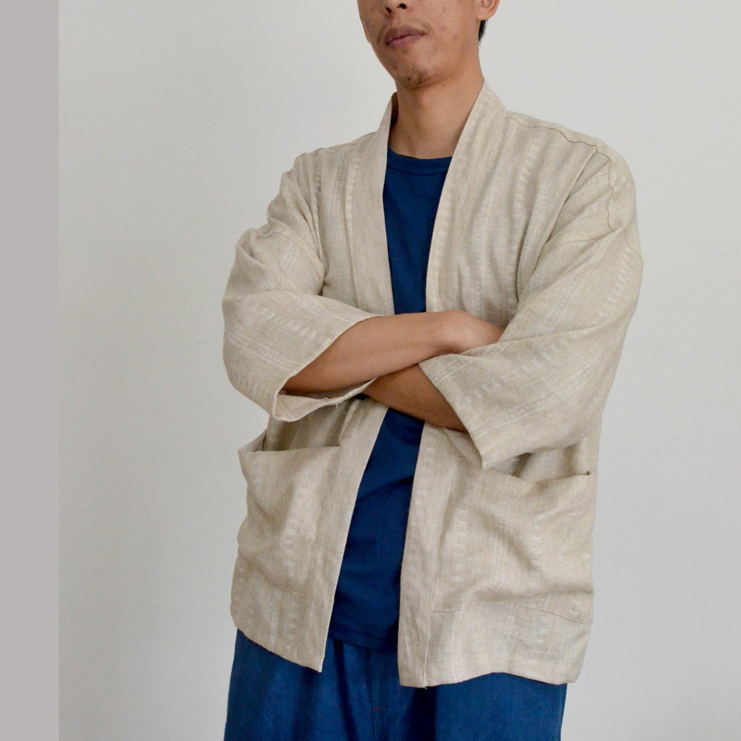 Hemp Kimono Top Unisex Japanese Kimono Hanfu Modified Shirt Relax Kimono Custom Made Full Sizes 4 Colors Neza Studio Summer Kimono Top