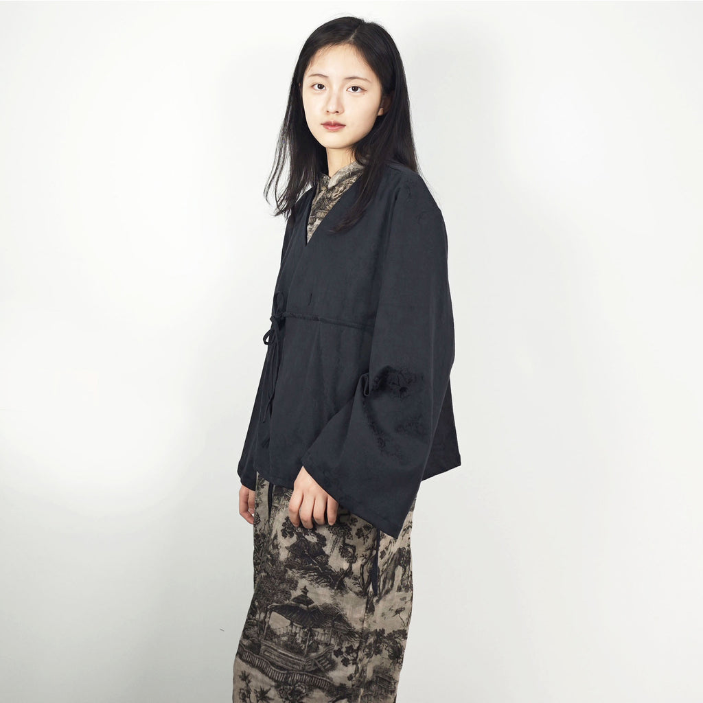 Chinese painting motif Ramie Qipao dress loose fit qipao dress modern fit qipao dress Ramie qipao
