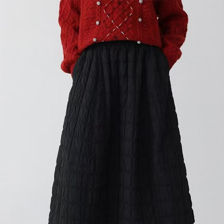 Light weight padded skirt winter midi skirt