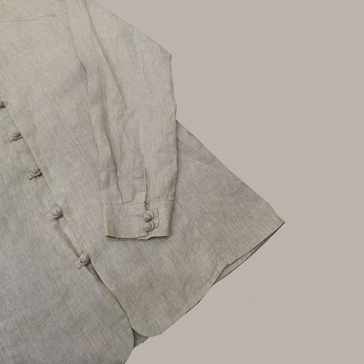 Linen shirt Chinese style linen shirt with frog toggles Dew retting fabric