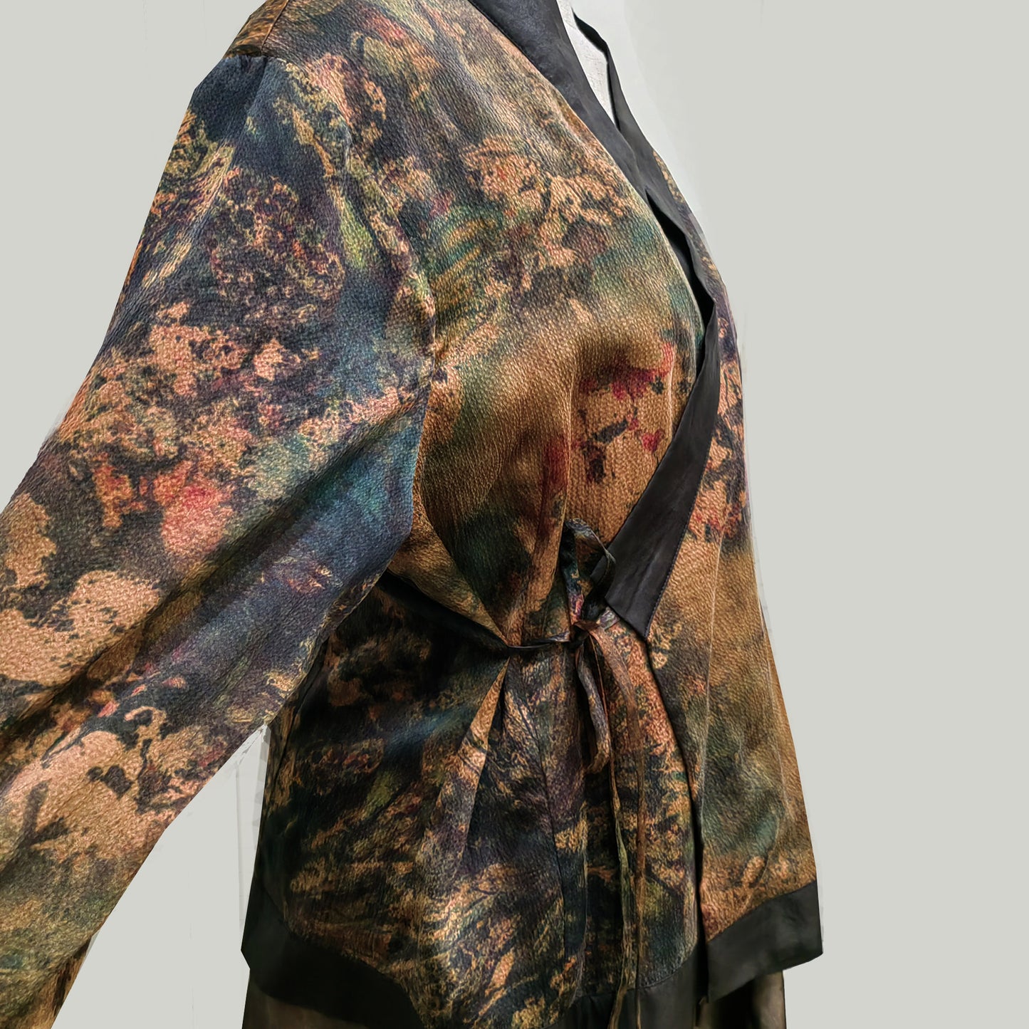 Gambiered Guangdong gauze cross over kimono style blouse silk kimono blouse silk hanfu blouse
