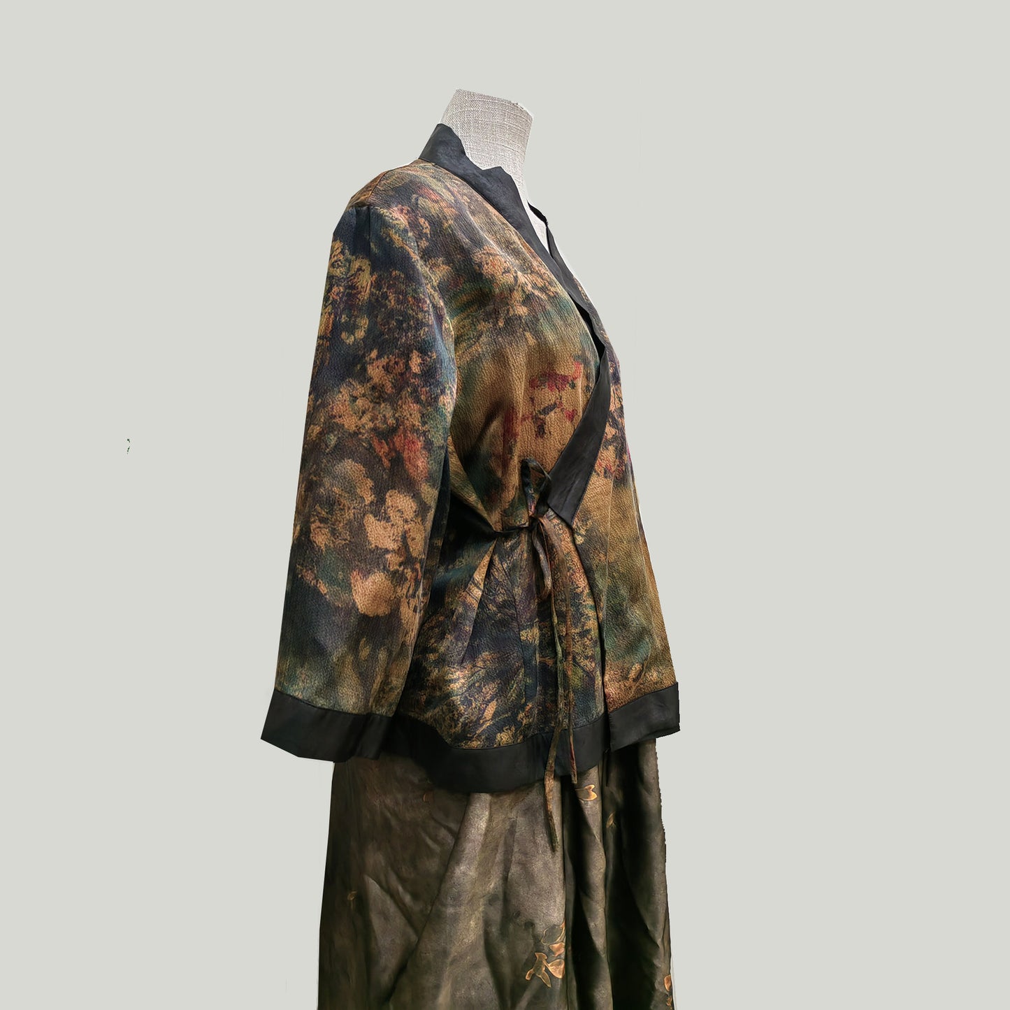 Gambiered Guangdong gauze cross over kimono style blouse silk kimono blouse silk hanfu blouse