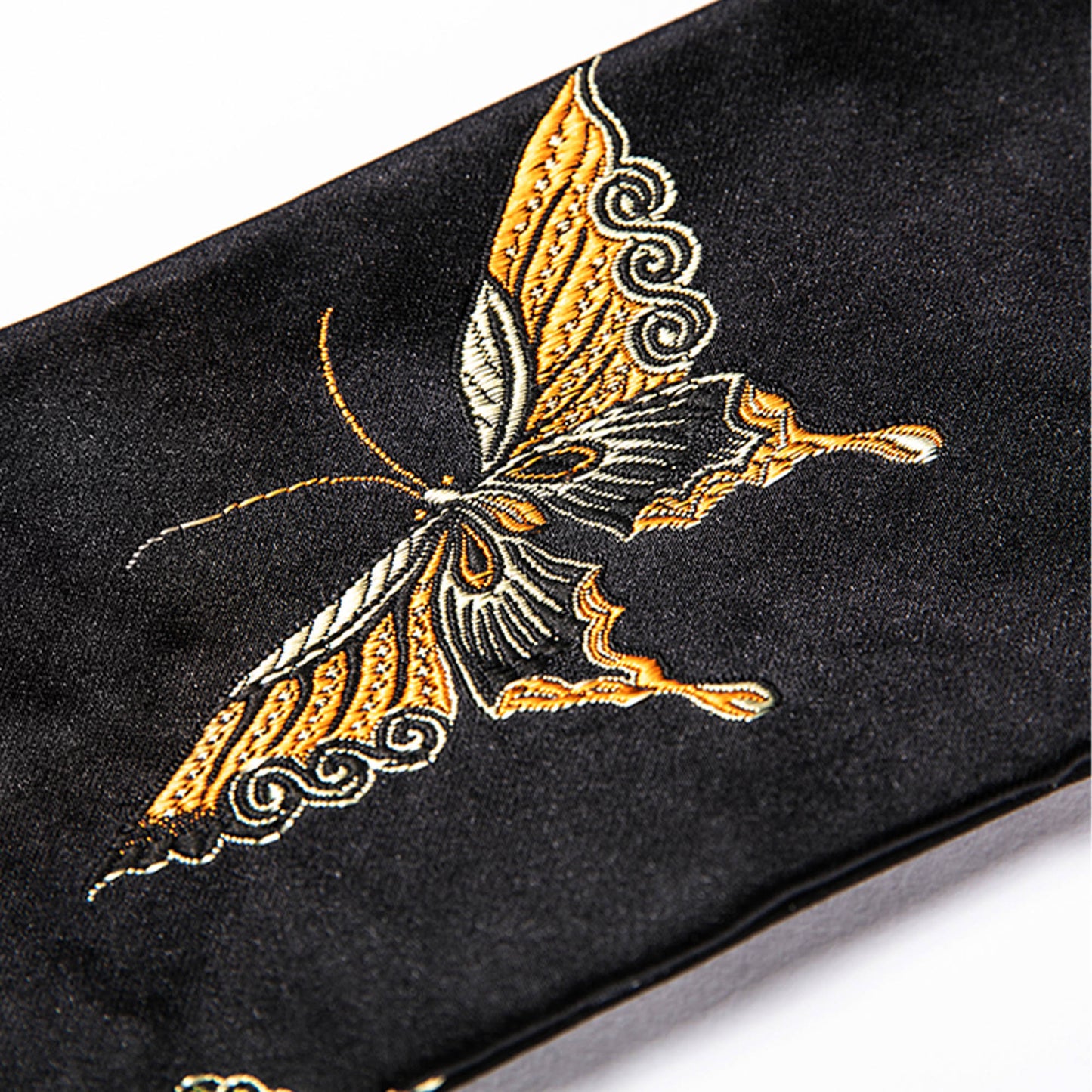 Butterfly embroidery OBI belt wide belt fabric embroidery belt tassel black lash