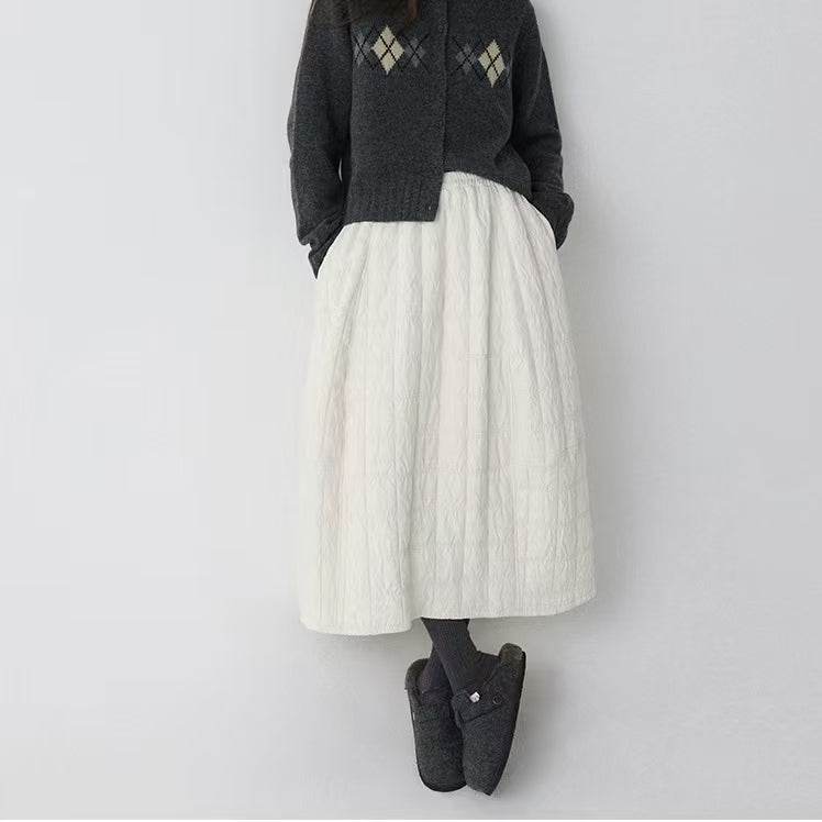 Light weight padded skirt winter midi skirt