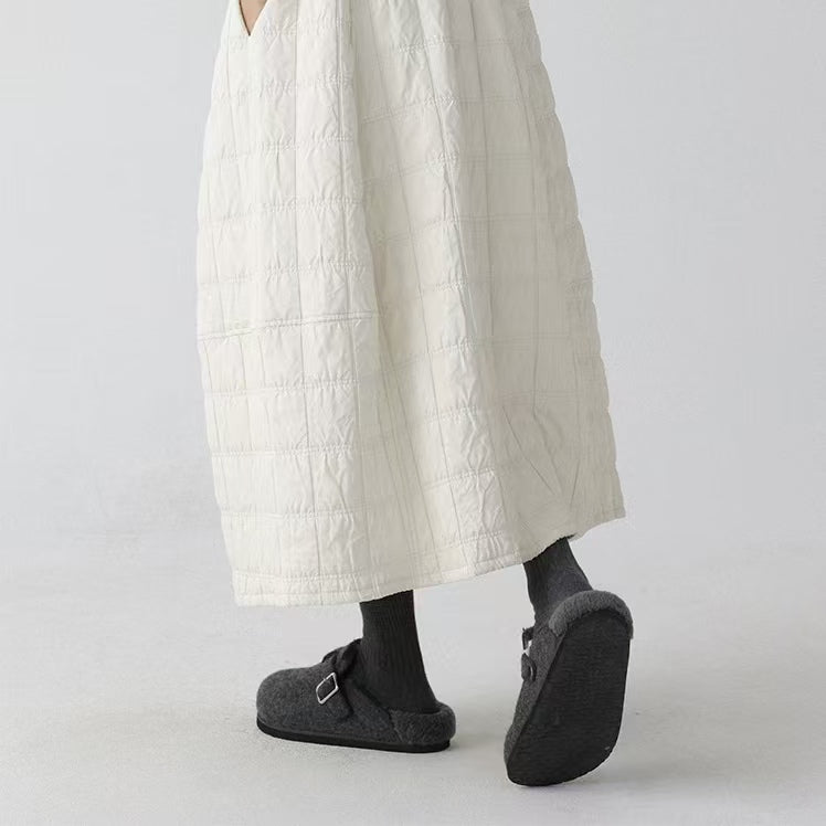 Light weight padded skirt winter midi skirt
