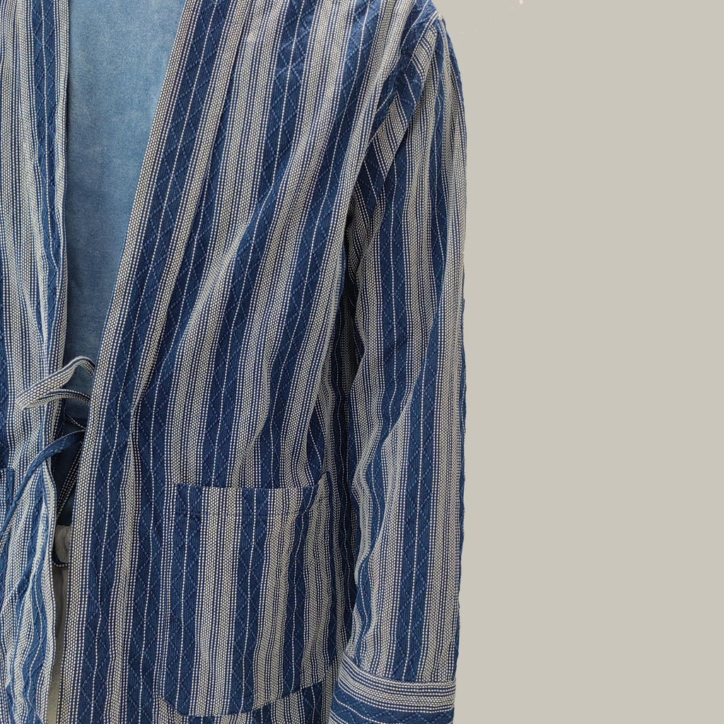Kimono jacket Japanese clothing Kimono robe Neza Studio Noragi striped kimono Style Summer shirt Unisex Kimono Top