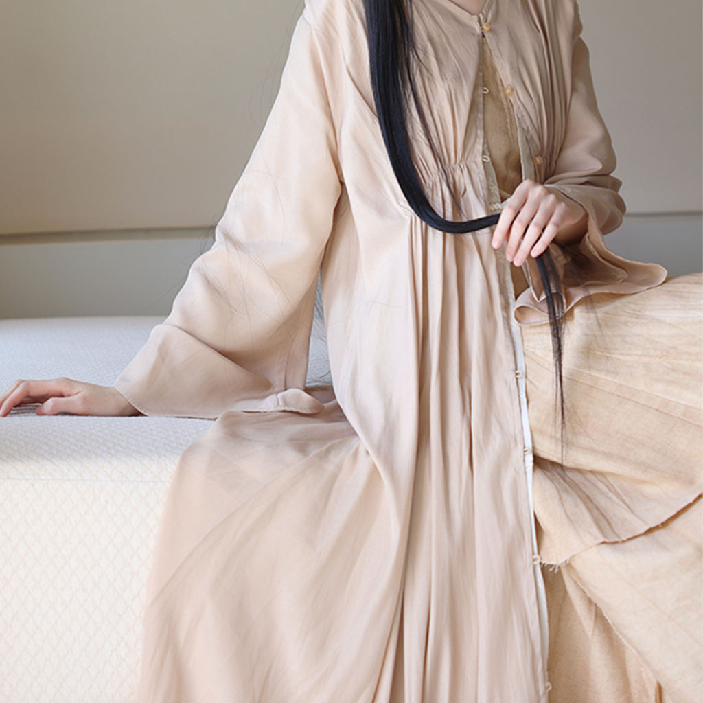 Long sleeves open cardigan top Tencel top layer dress