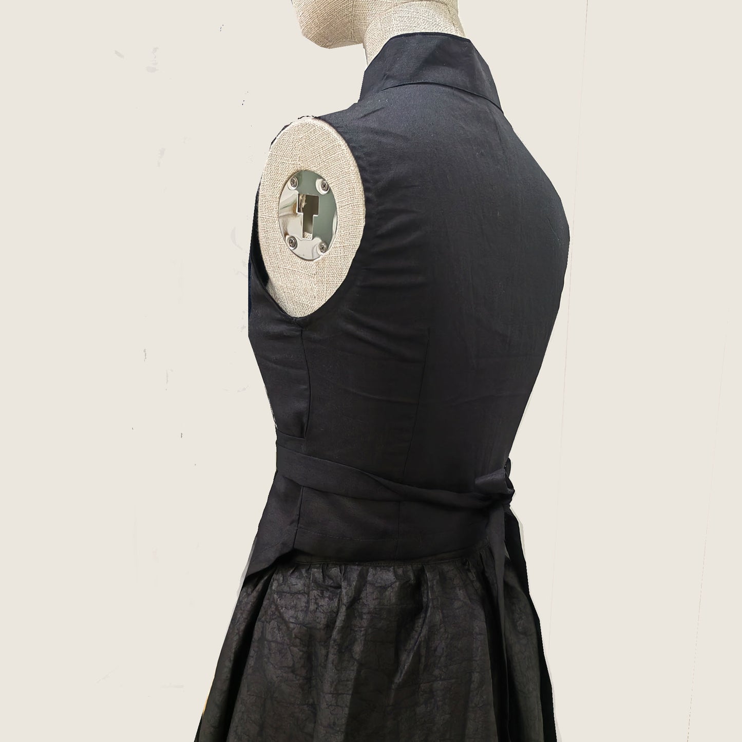 Black cotton vest with straps snag fit cotton sleeveless cotton shirt with stand collar