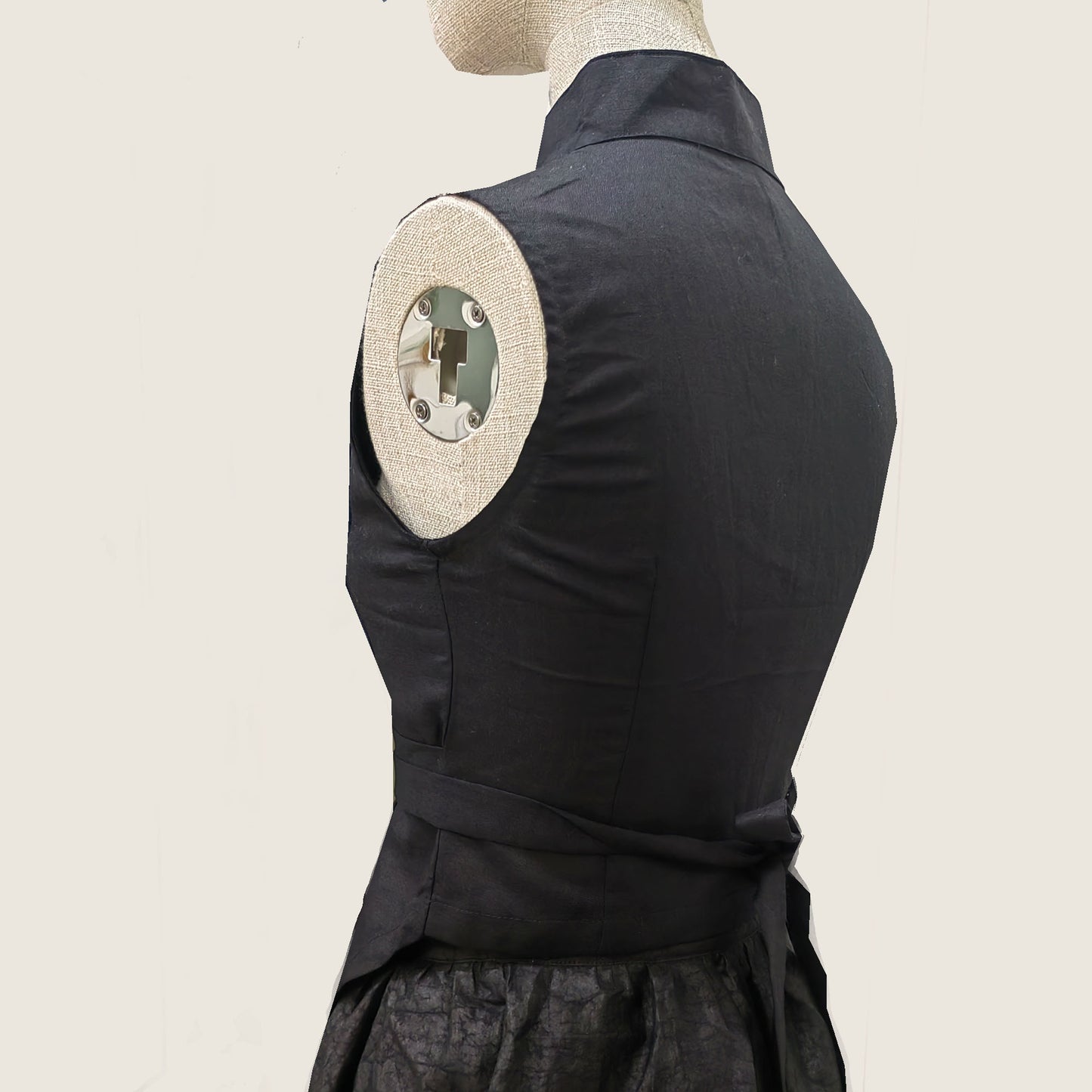 Black cotton vest with straps snag fit cotton sleeveless cotton shirt with stand collar