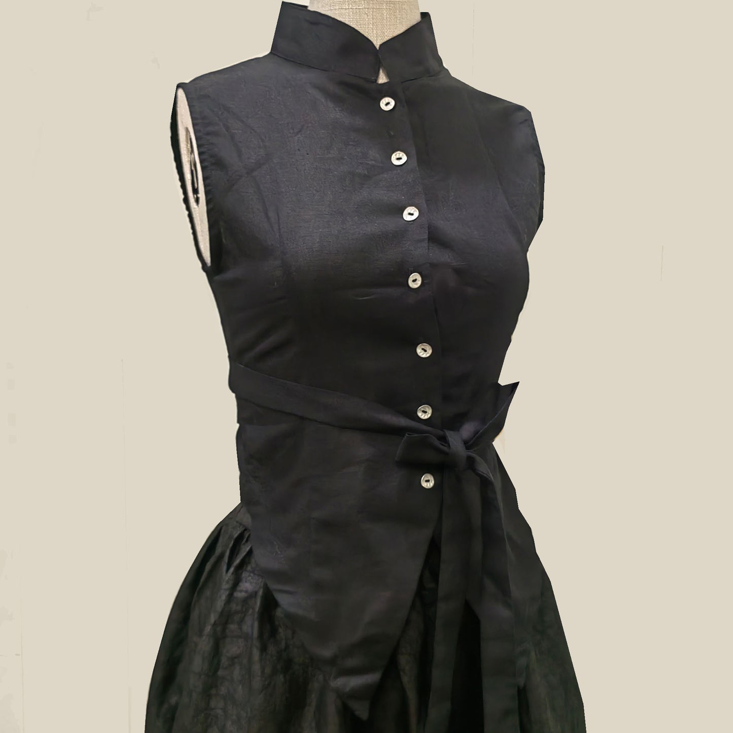 Black cotton vest with straps snag fit cotton sleeveless cotton shirt with stand collar