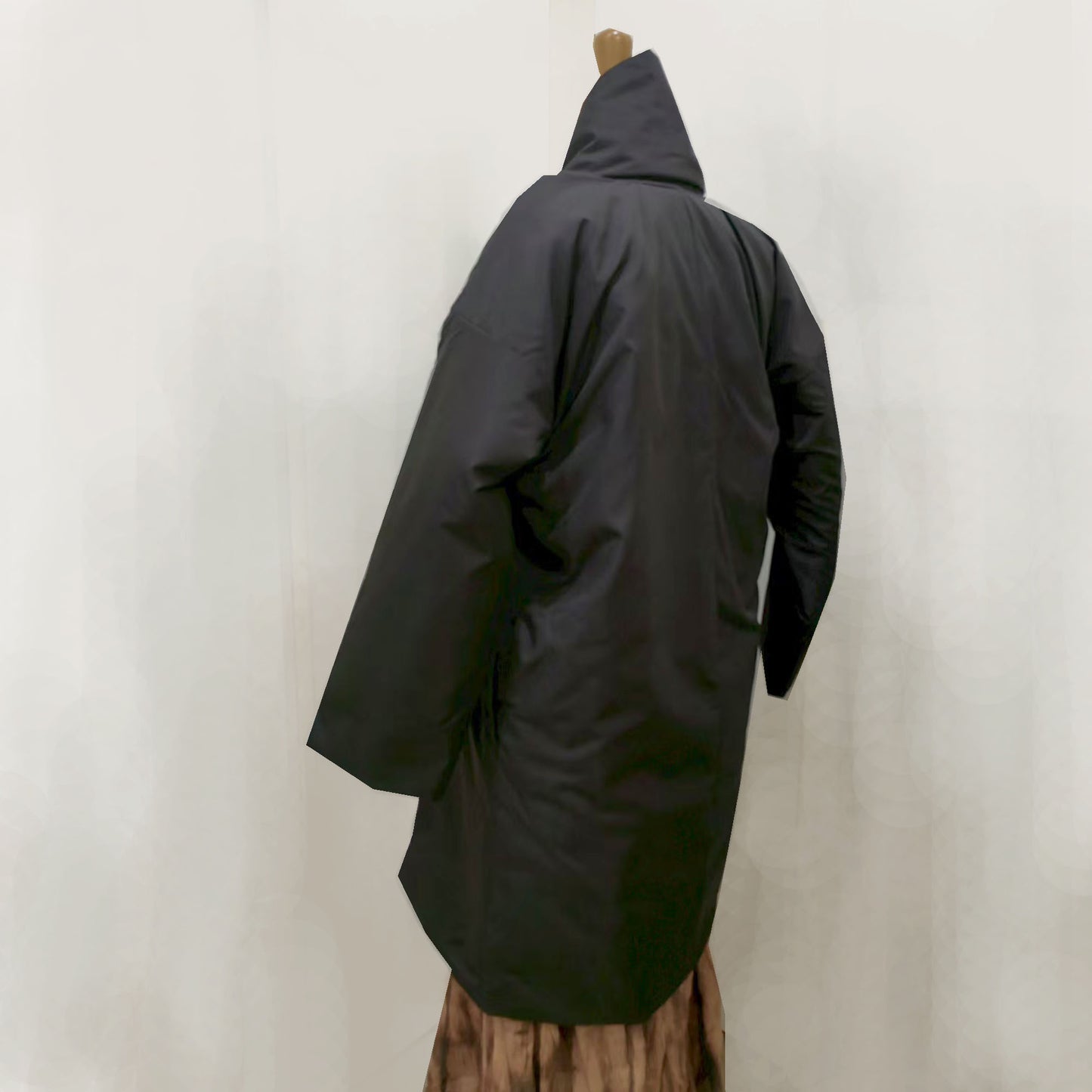 Winter kimomo black padded kimono coat with scarf