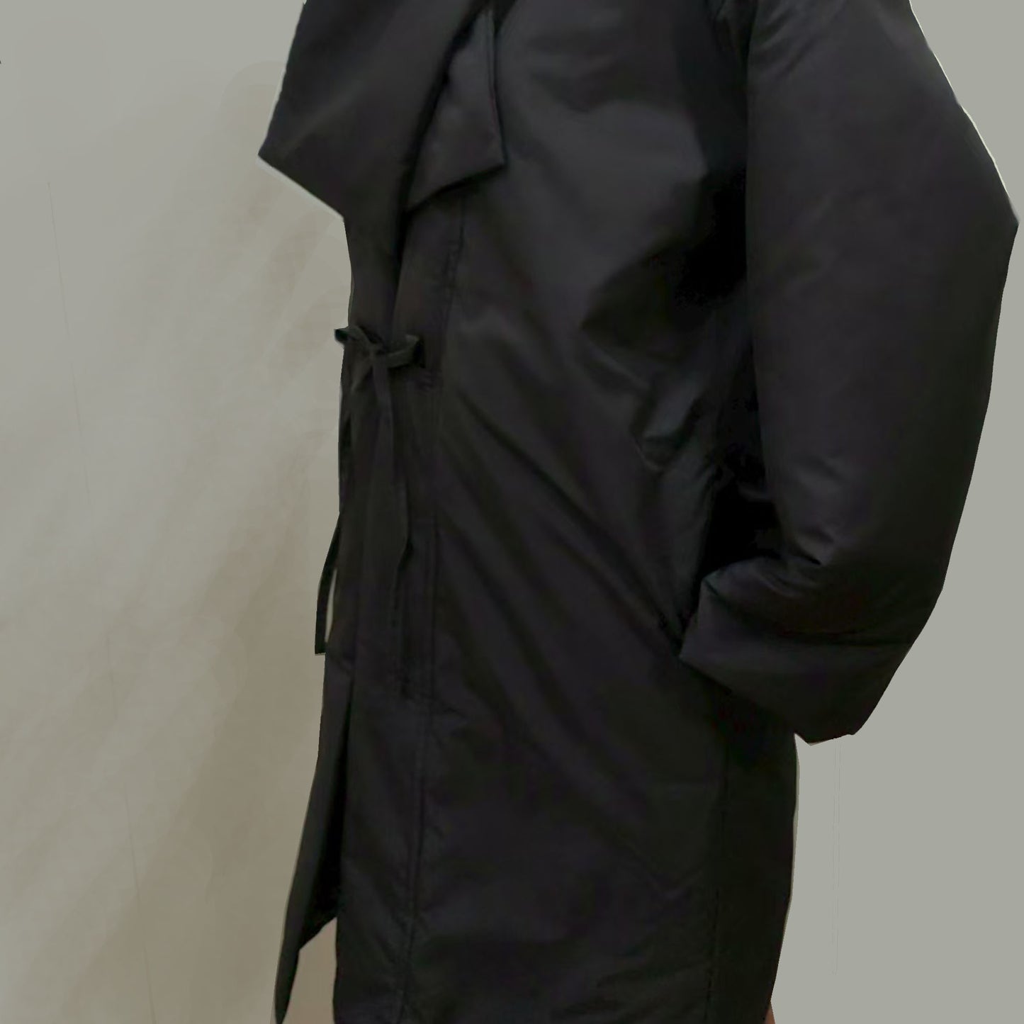 Winter kimomo black padded kimono coat with scarf