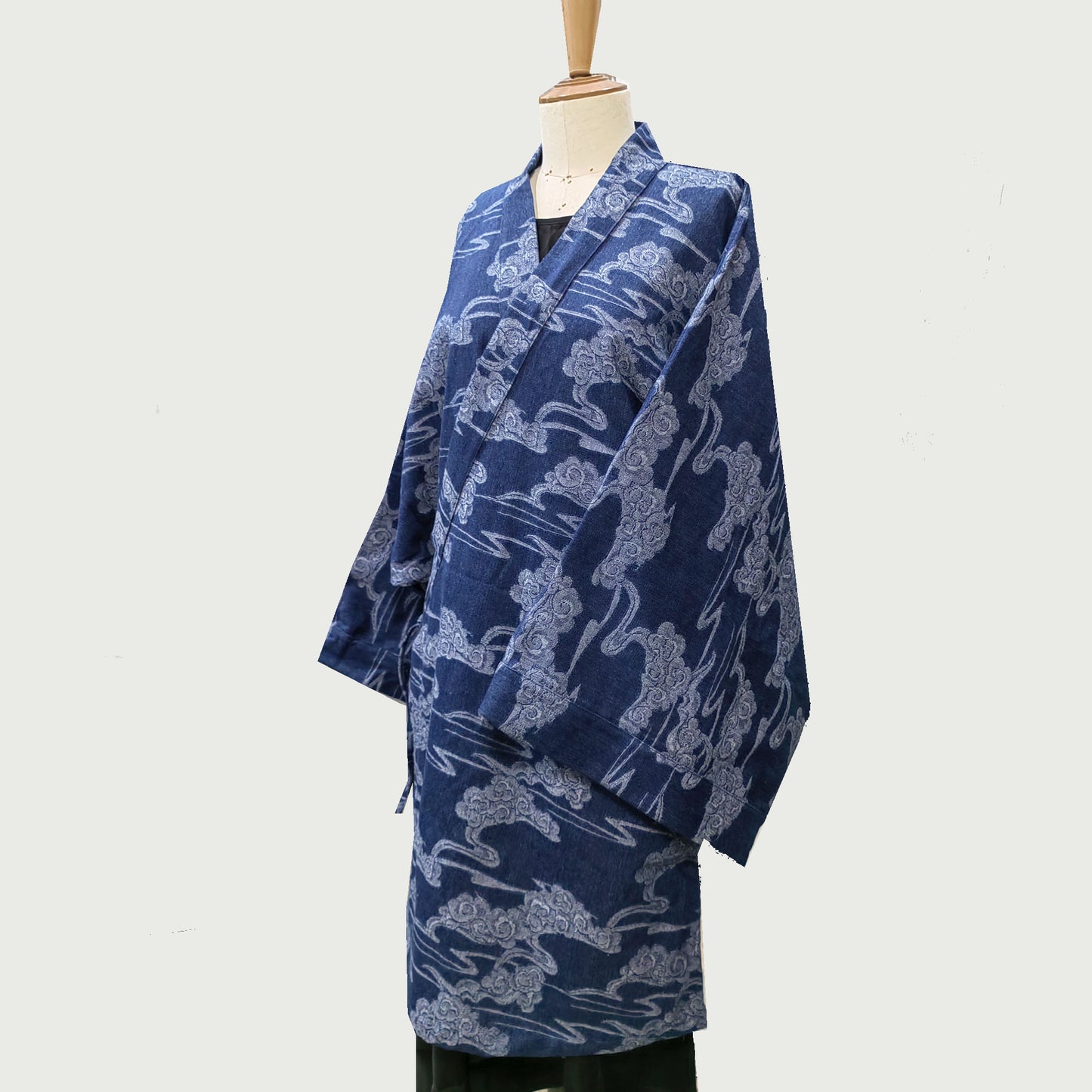 Denim Hanten jacket denim jacquard kimono jacket