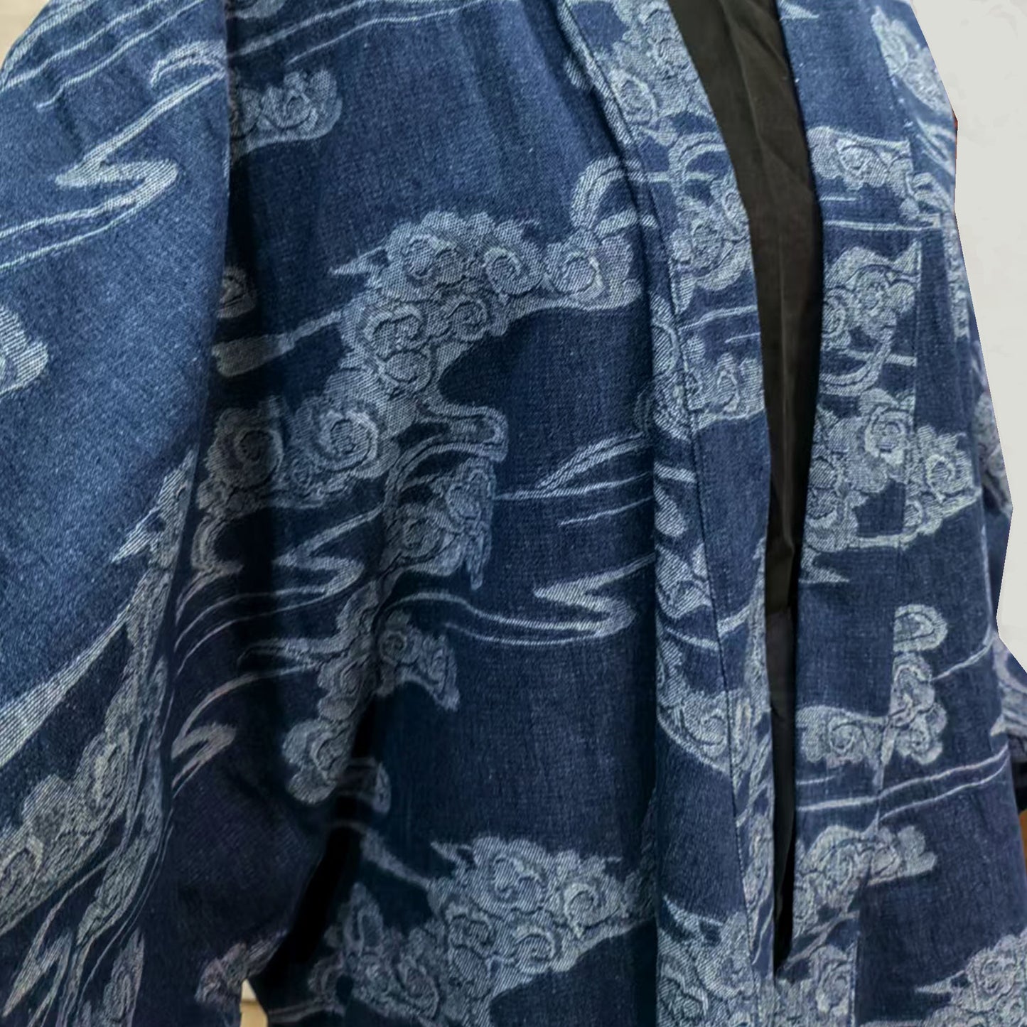 Denim Hanten jacket denim jacquard kimono jacket