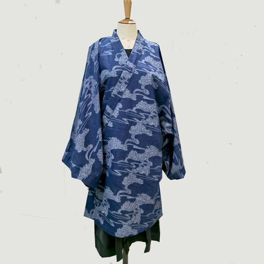 Denim Hanten jacket denim jacquard kimono jacket