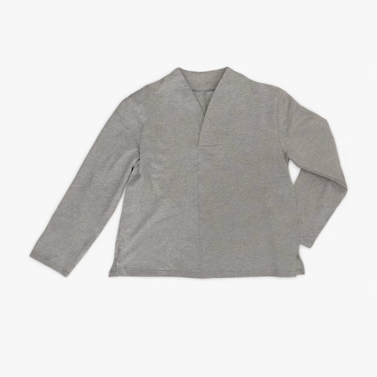 High Collar Cotton jersey top Kimono collar style long sleeves T shirt