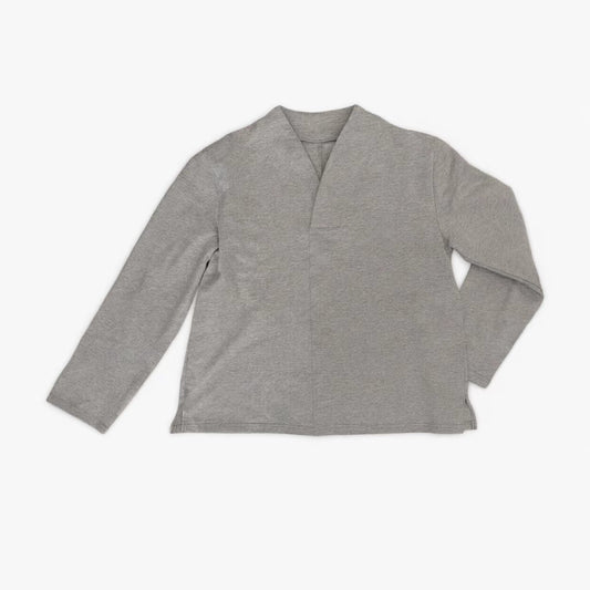 High Collar Cotton jersey top Kimono collar style long sleeves T shirt