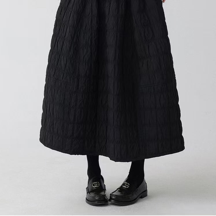 Light weight padded skirt winter midi skirt