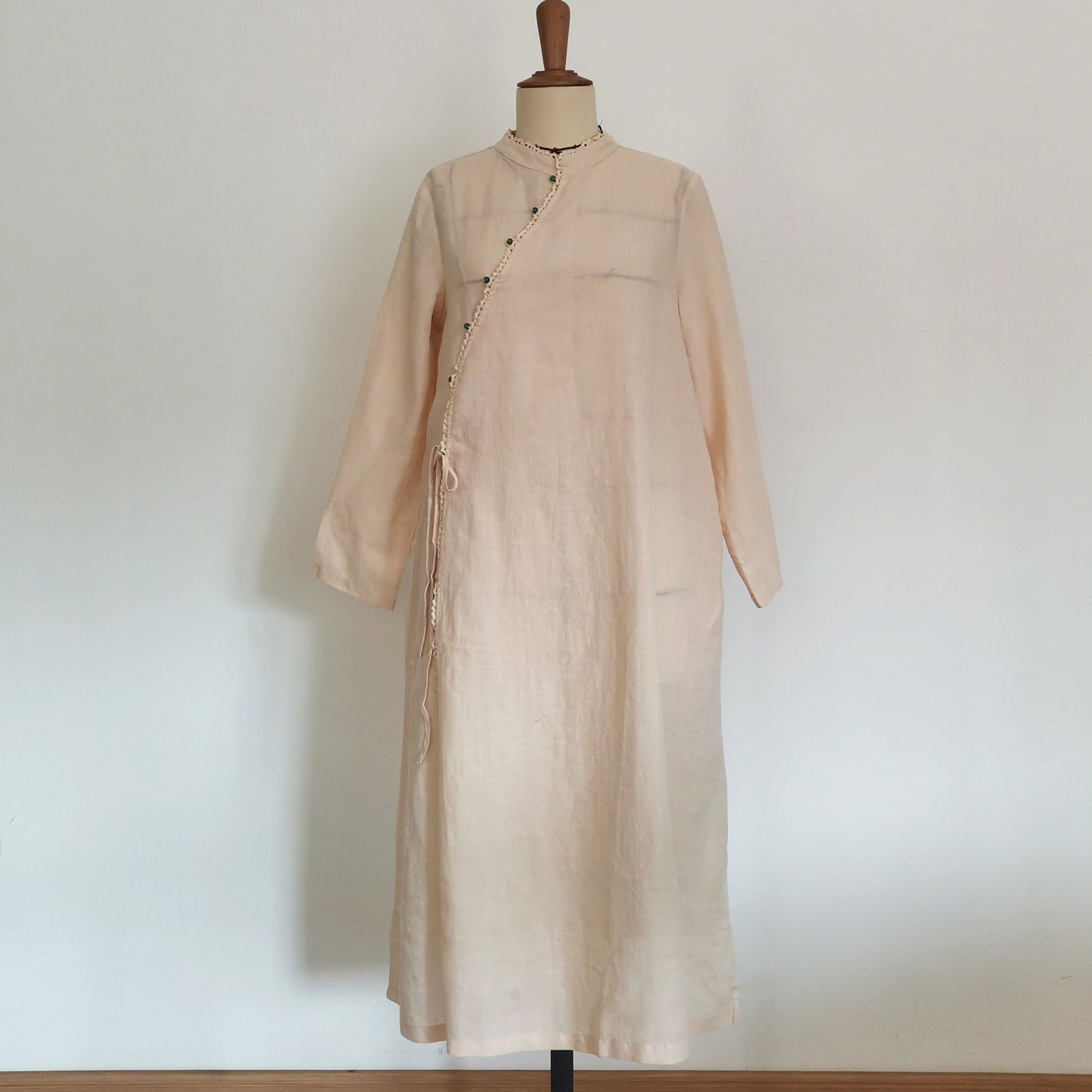 Cheongsam Long Shirt Linen Hanfu Qipao Shirtdress Chinese Hanfu Modified Hanfu Ramie Dress Shirt Neza Studio Slopping Laple Linen Dress wrap Top