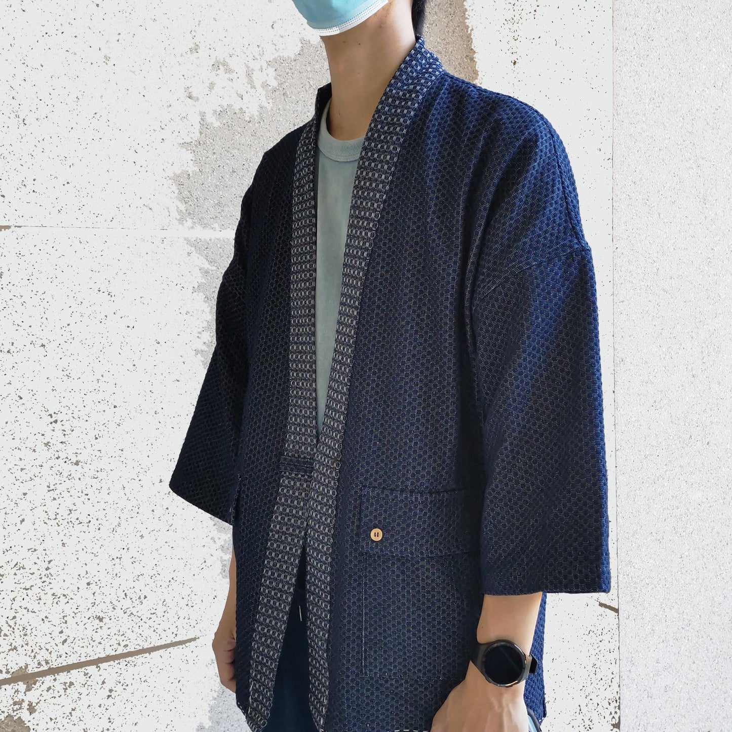 Blue Kimono Cotton Jacquard Fabric Japanese Kimono Modified Kimono Japan Clothing Kimono Top Summer Kimono Denim Kimono Japanese Top Unisex