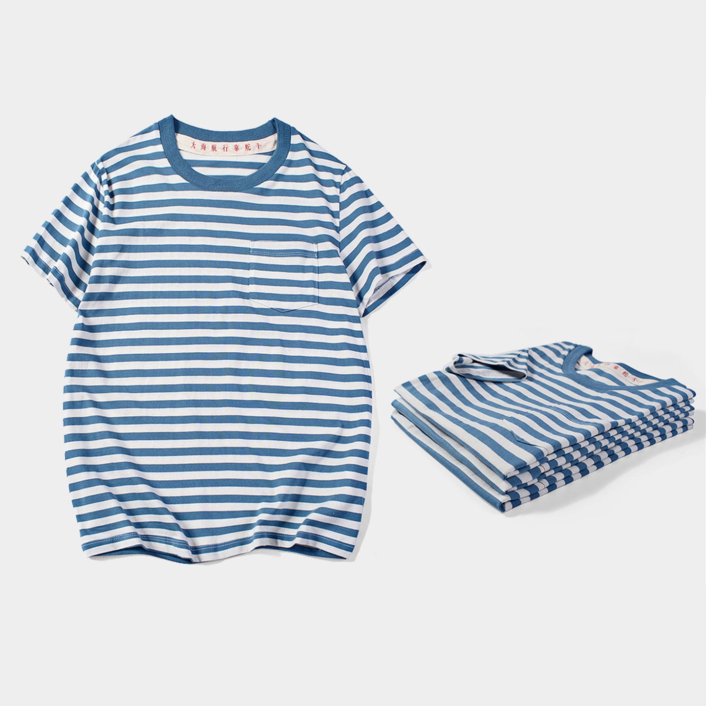 Blue Strips Sailors T-shirt Blue Strips Tees Retro T-shirt Unisex Pocket Tees Cotton Blue striped shirt Sailor T shirt Top Neza Studio