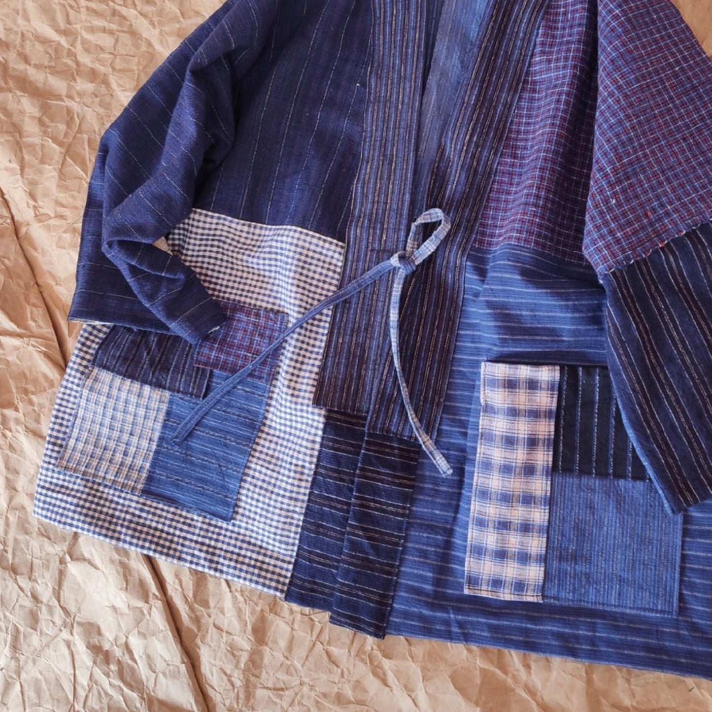 Vintage fabric Patchwork Kimono hand woven fabric patchwork kimono unisex