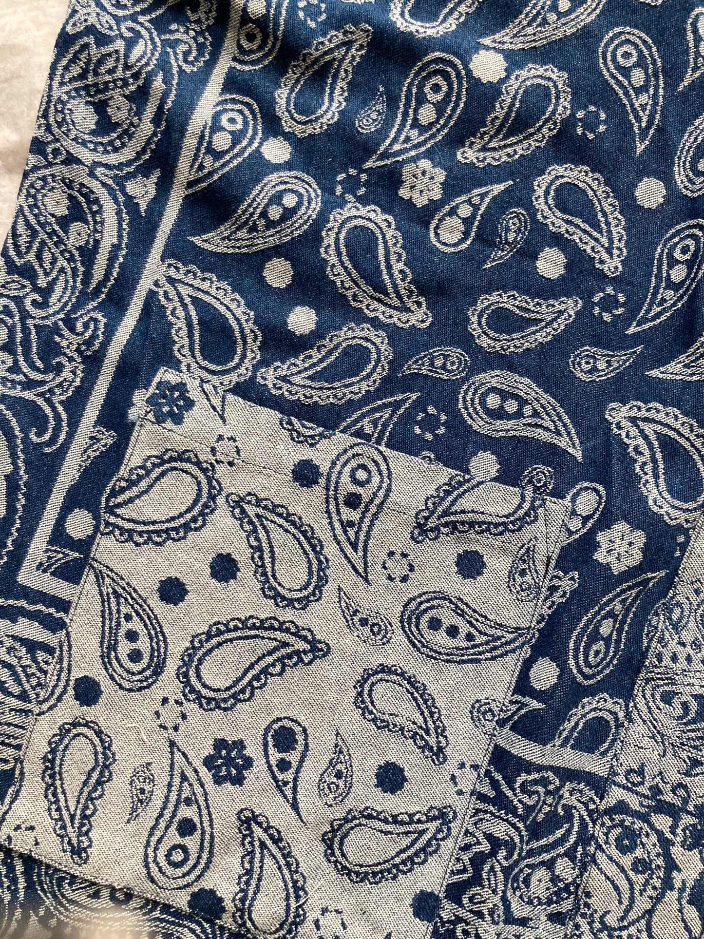 Denim Kimion Cotton Jacquard Paisley Motif Fabric Japanese Kimono Modified Kimono Japan Clothing Kimono Top Denim Kimono Japanese Top Unisex