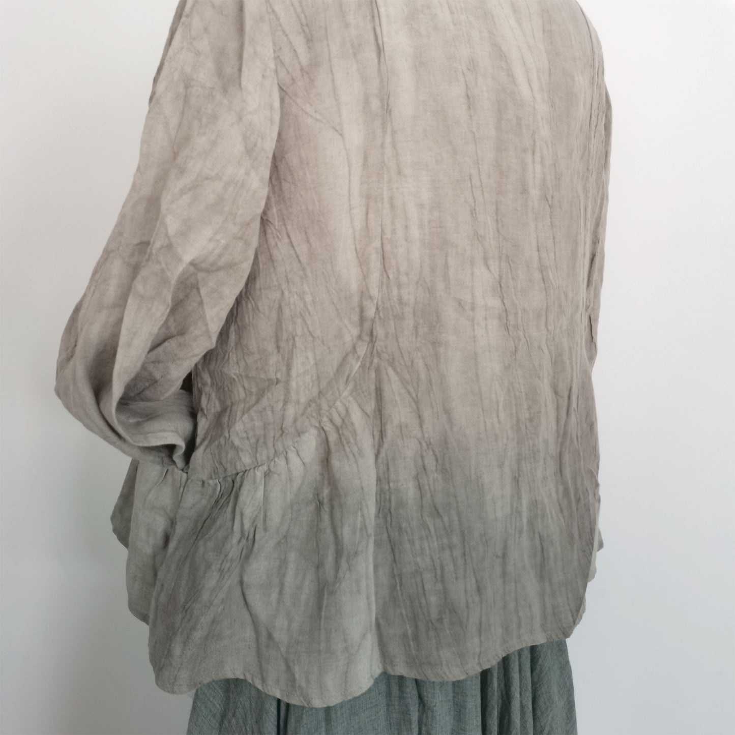 Mud dye Linen Jacket Summer Autumn Linen Jacket Chinese Style Kimono Jacket Crease Texture Linen Women Linen Top Linen Hanfu linen kimono