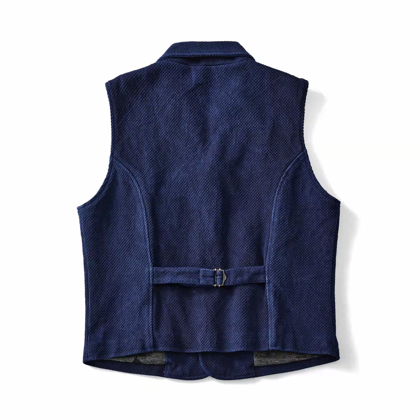 Sashiko Vest with collar Indigo blue vest indigo sashiko thick vest plant dyed sashiko vest gilet waistcoat retro style indigo vest