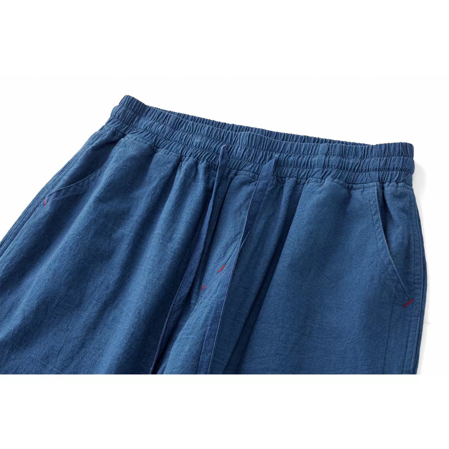 Indigo blue Pants dye trousers natural plant dye cotton pants Unisex Pants with Elastic Band waist Summer Pants (Copy)