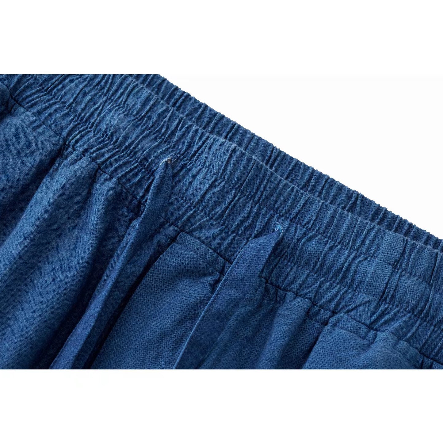 Indigo blue Pants dye trousers natural plant dye cotton pants Unisex Pants with Elastic Band waist Summer Pants (Copy)