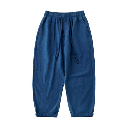 Indigo blue Pants dye trousers natural plant dye cotton pants Unisex Pants with Elastic Band waist Summer Pants (Copy)